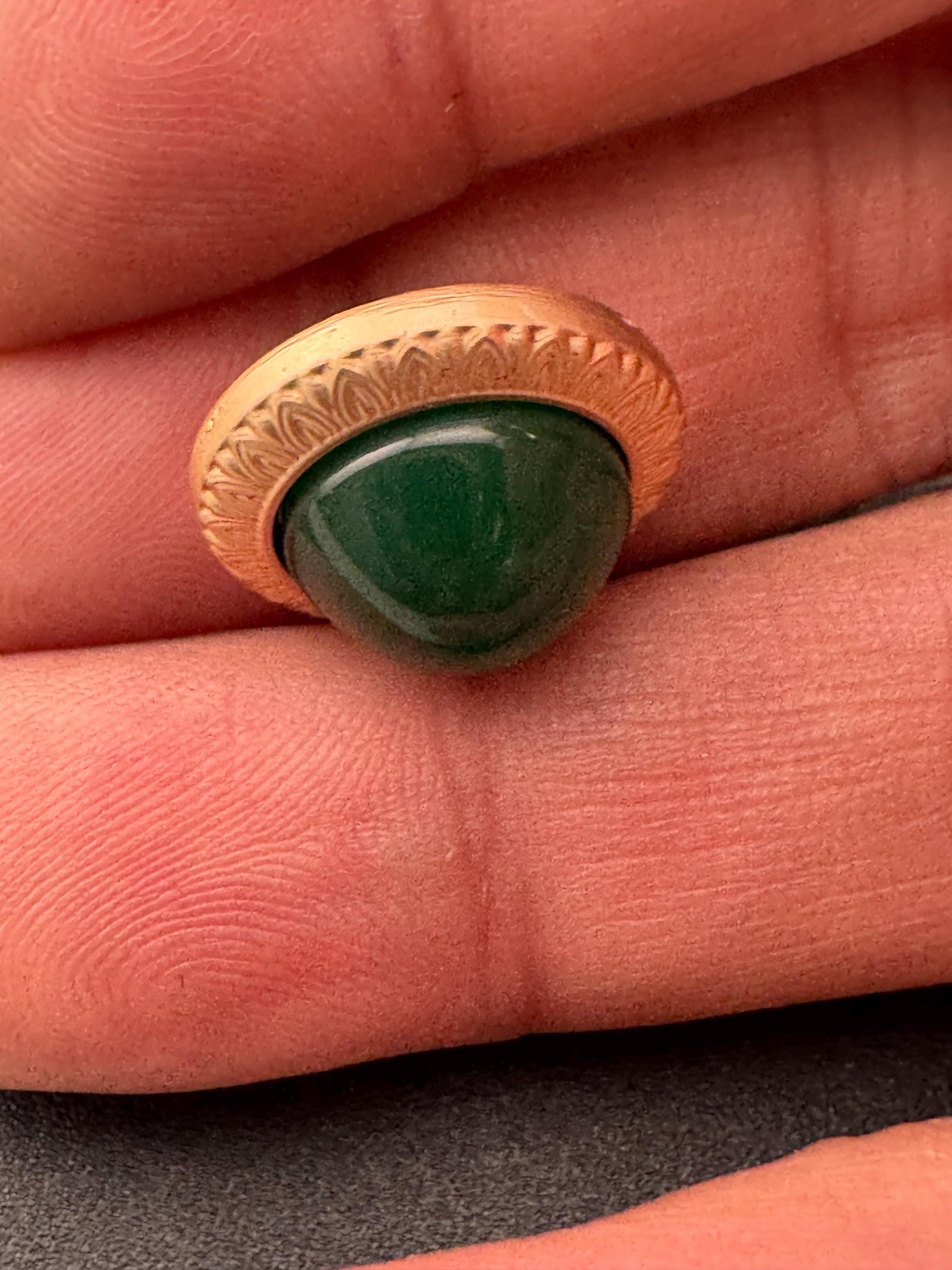 Emerald Green Buttons: Gold Metal Shank, Acrylic Domed (5 pack)