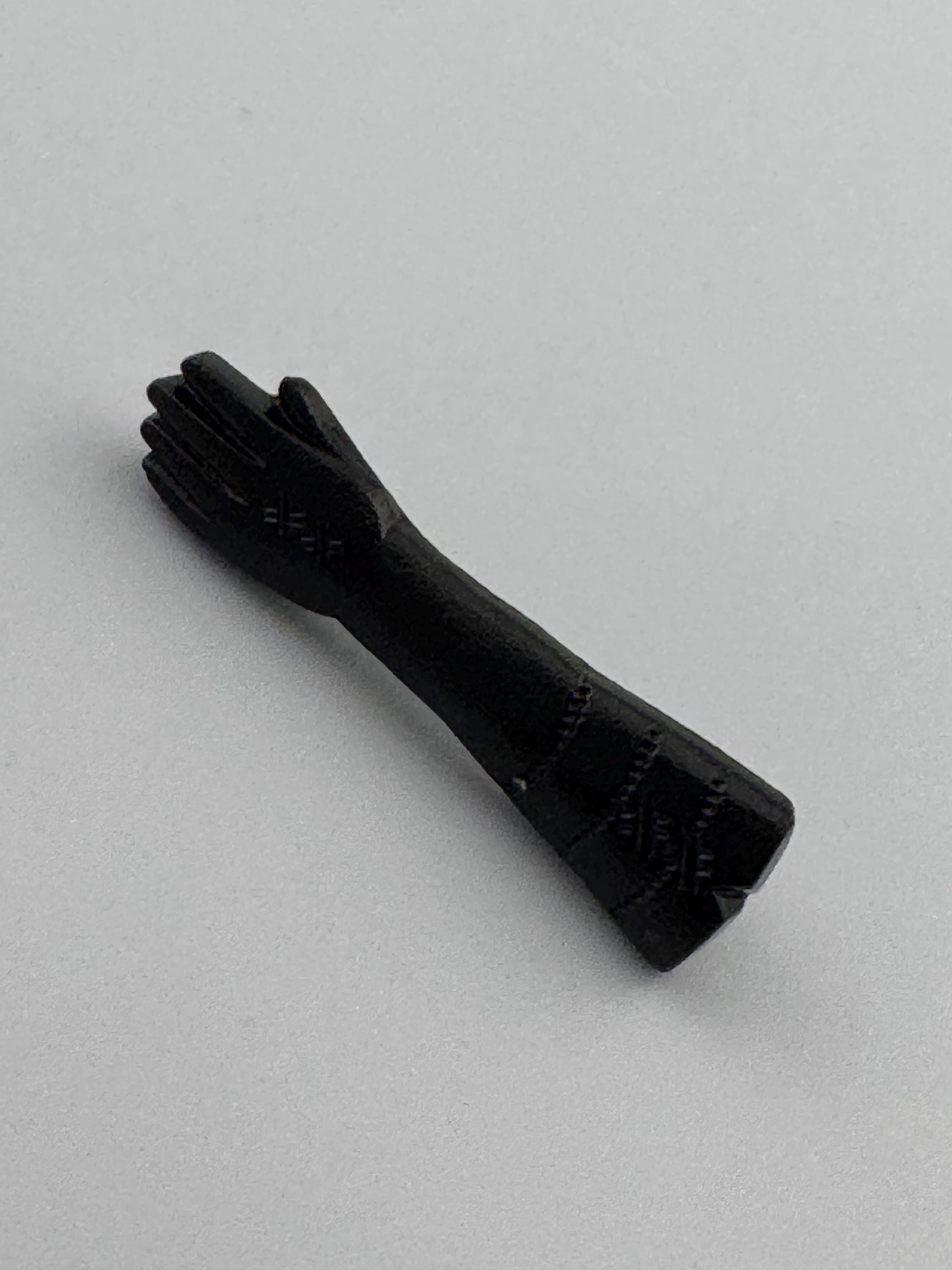 antique Czech figa hand brooch in black moulded glass