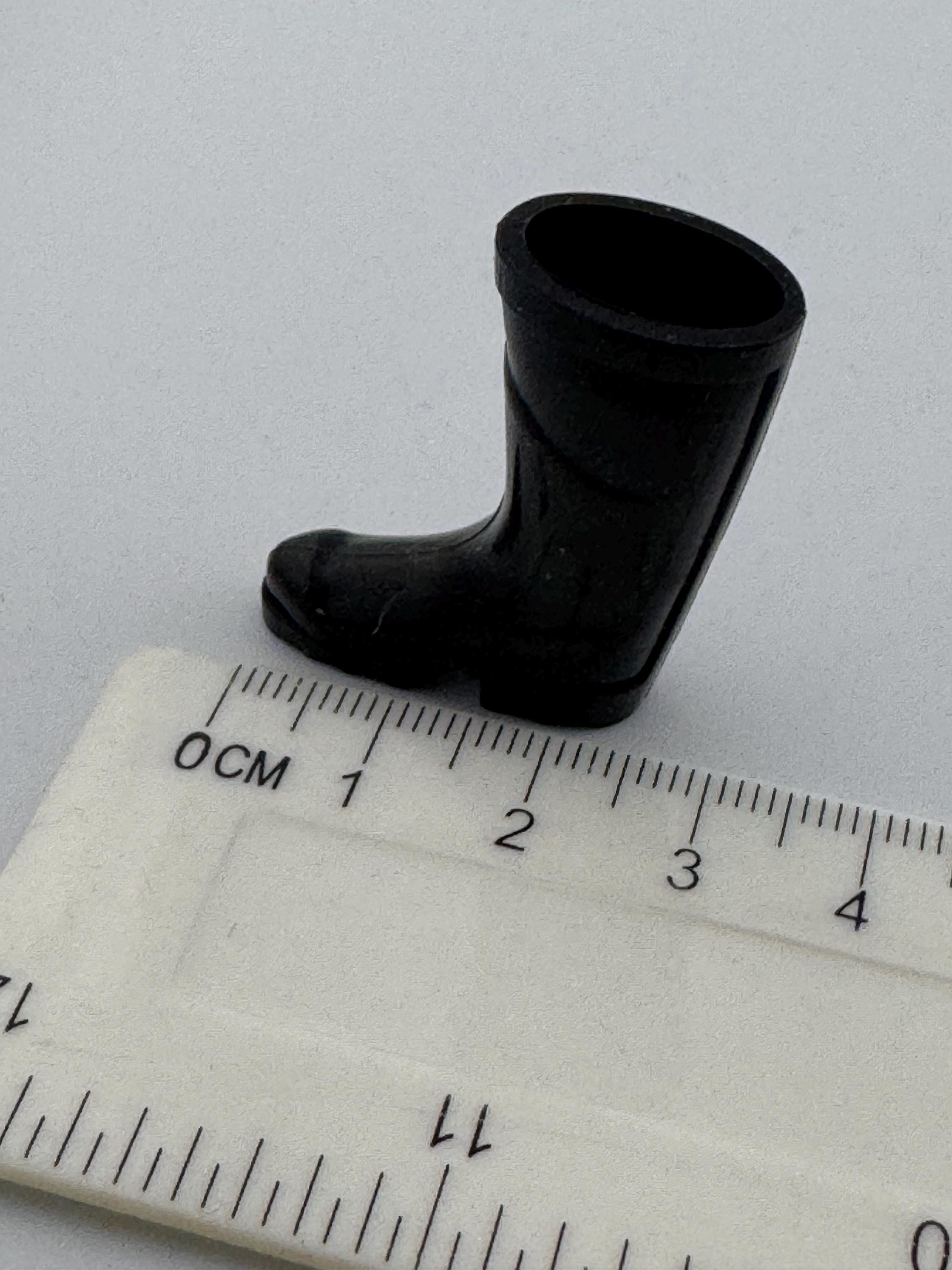 Miniature pair of black plastic wellington boots wellies gardener cake topper decoration scenery dolls