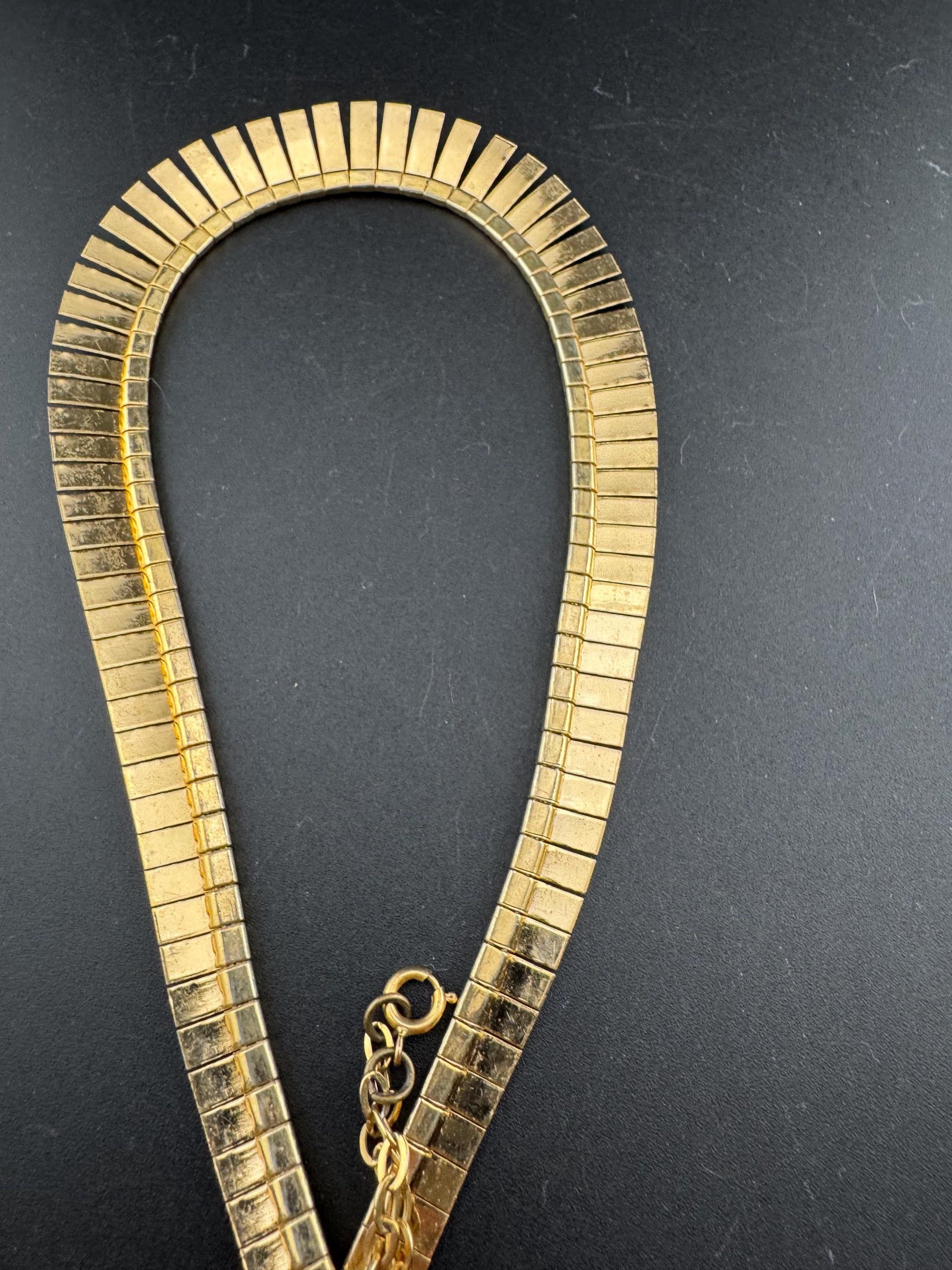 Vintage cleopatra Egyptian gold tone wide choker necklace