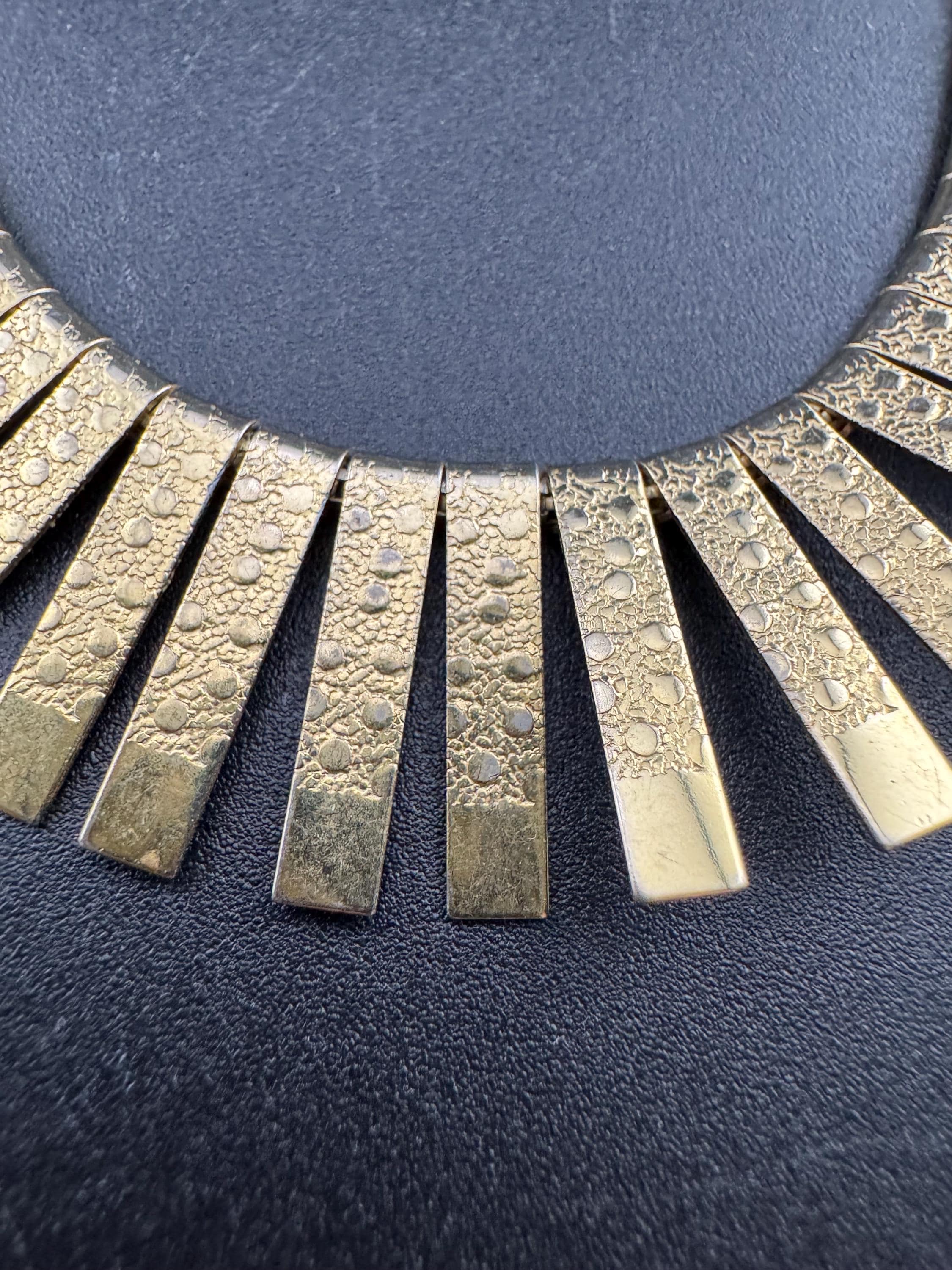 Vintage cleopatra Egyptian gold tone wide choker necklace