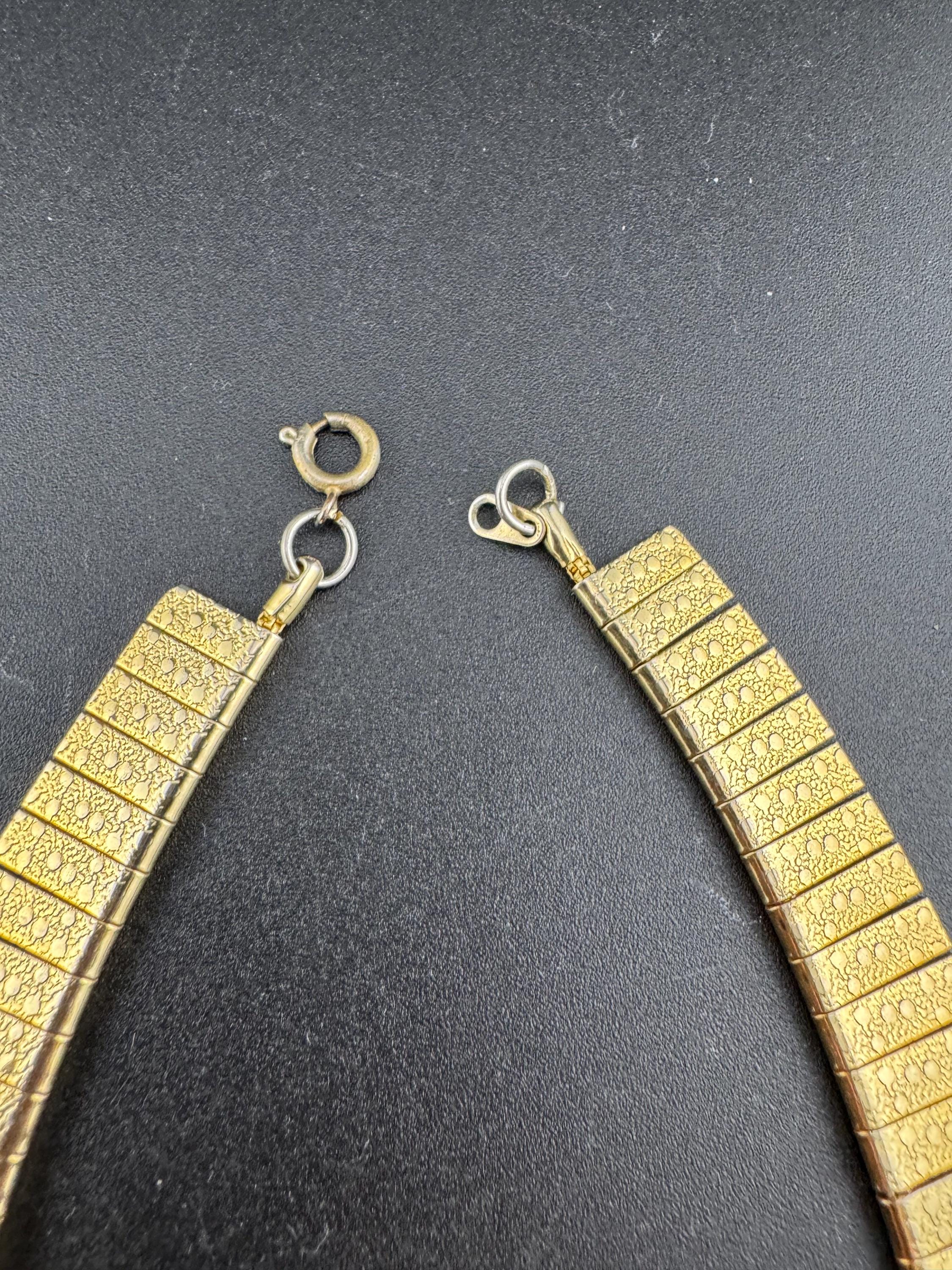 Vintage cleopatra Egyptian gold tone wide choker necklace