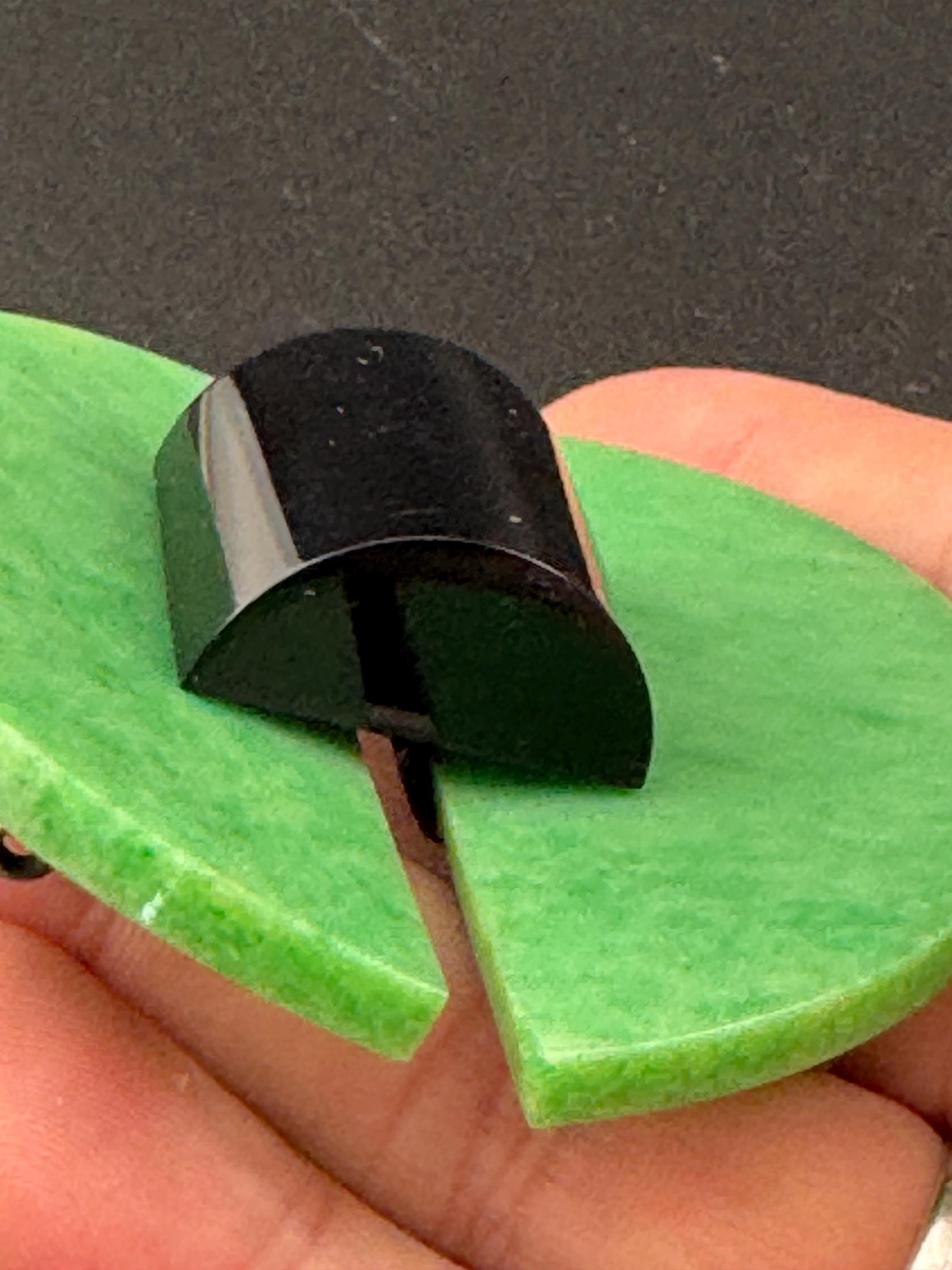 Antique Art Deco Bakelite Belt Buckle: Black & Green Geometric Haberdashery