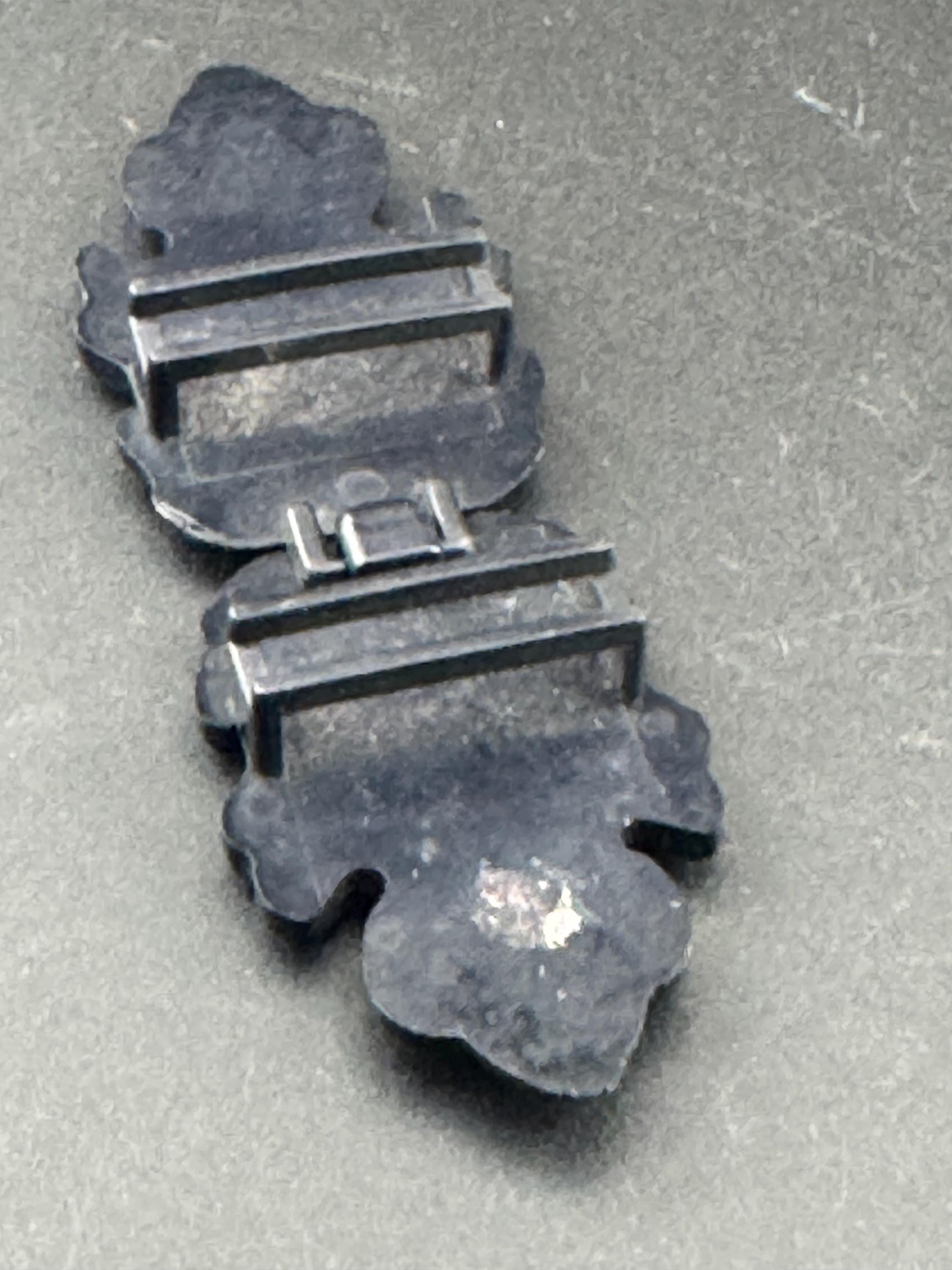 Vintage 2 part dark navy blue plastic leaf design belt buckle