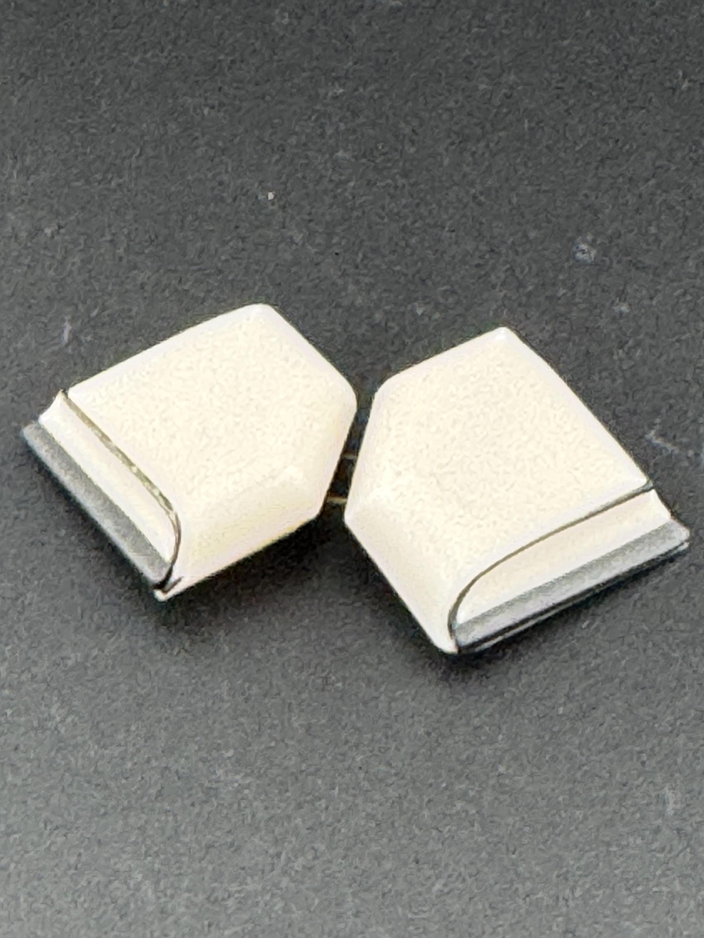 Czech glass Antique Art Deco off white and black striped edge 2 part double Belt Buckle monochrome