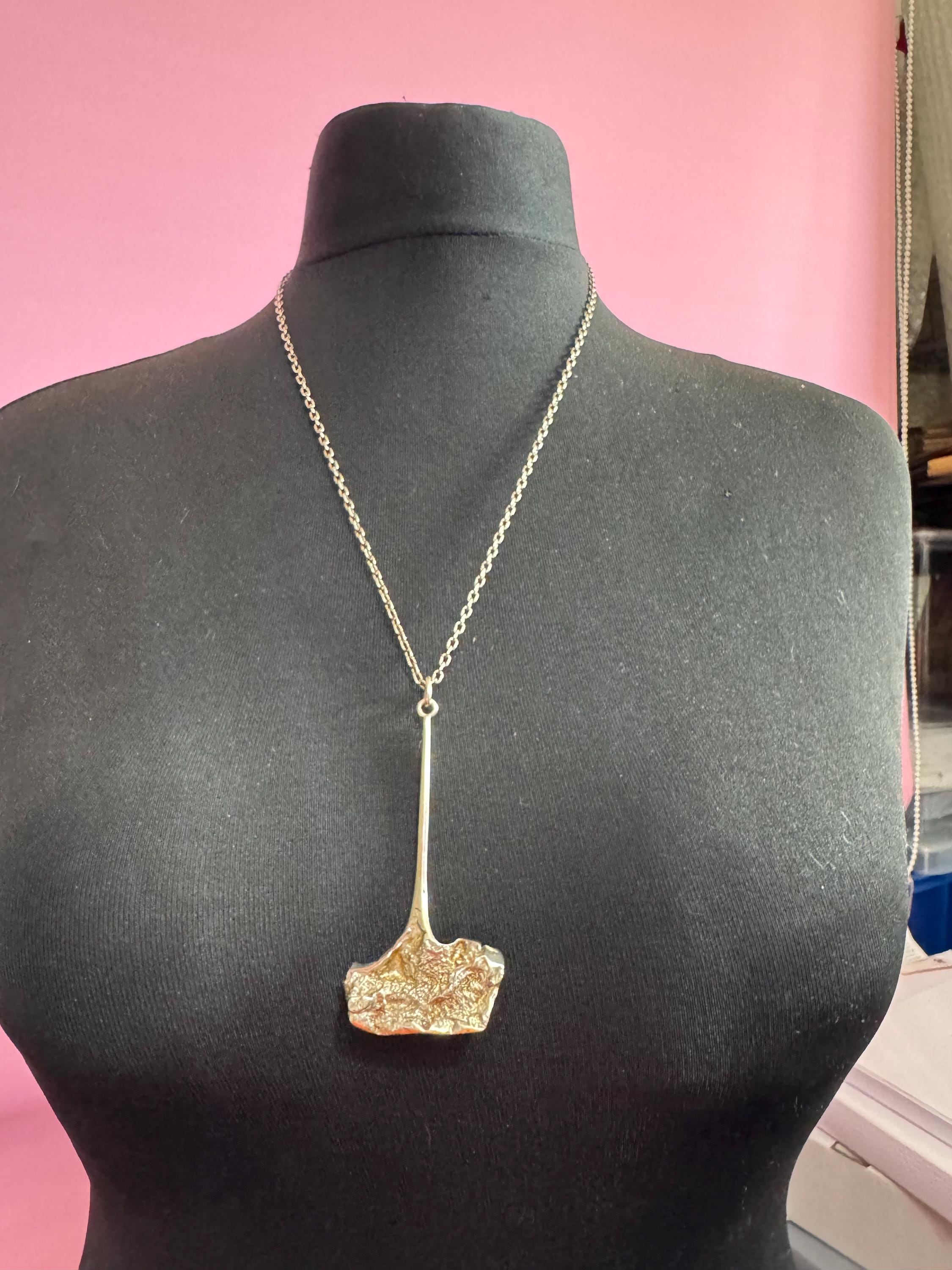 Vintage N.E.FROM Denmark 925 Sterling Silver weighty brutalist nugget pendant necklace on a chain 41.3grams
