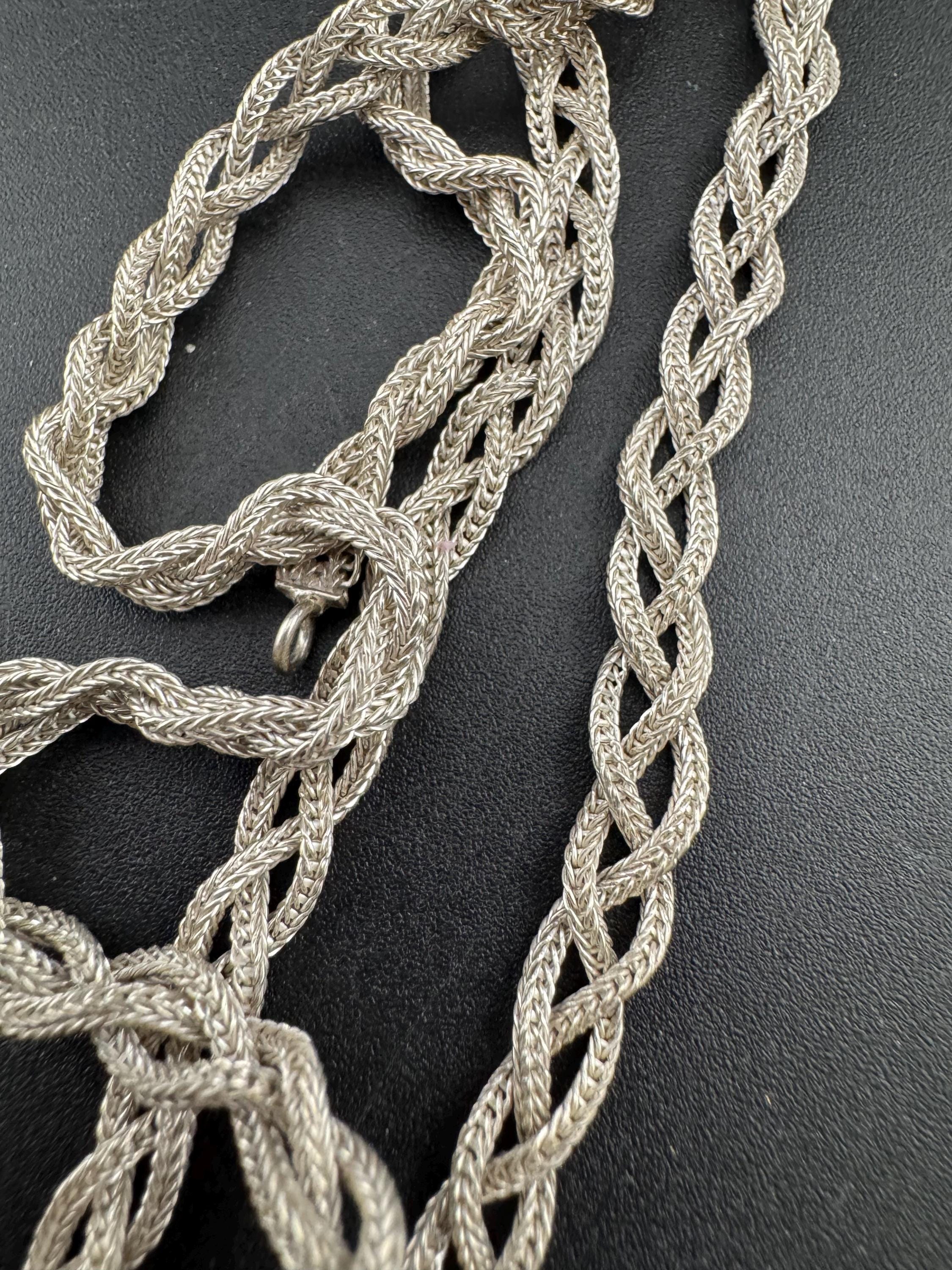 925 sterling silver fancy link woven rope chain necklace 42.5cm 11.5 grams