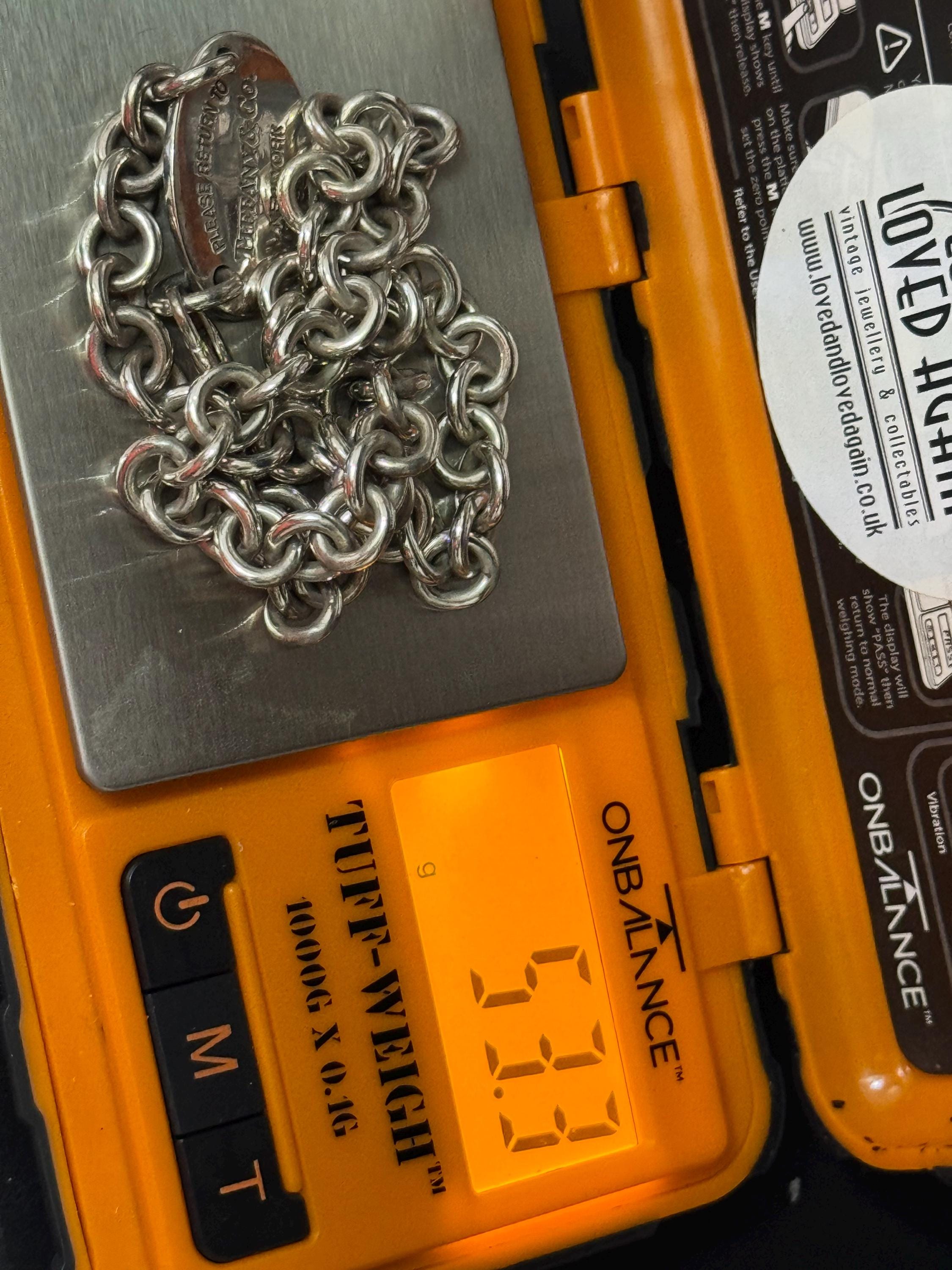 Retro ‘return to Tiffany & Co’ fully hallmarked London 925 sterling silver collar choker necklace 38.5cm 53.3 grams twice stamped