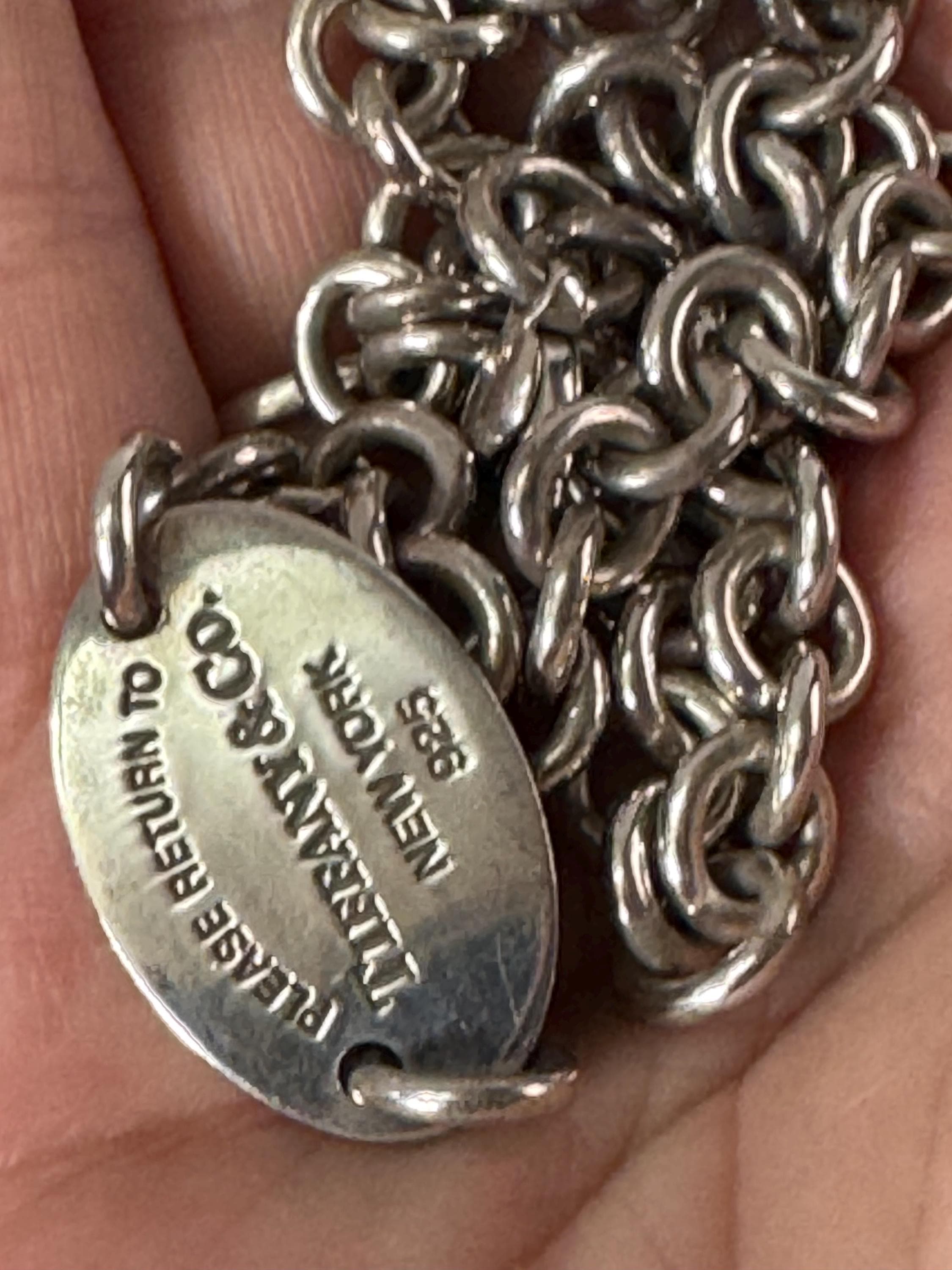 Retro ‘return to Tiffany & Co’ fully hallmarked London 925 sterling silver collar choker necklace 38.5cm 53.3 grams twice stamped