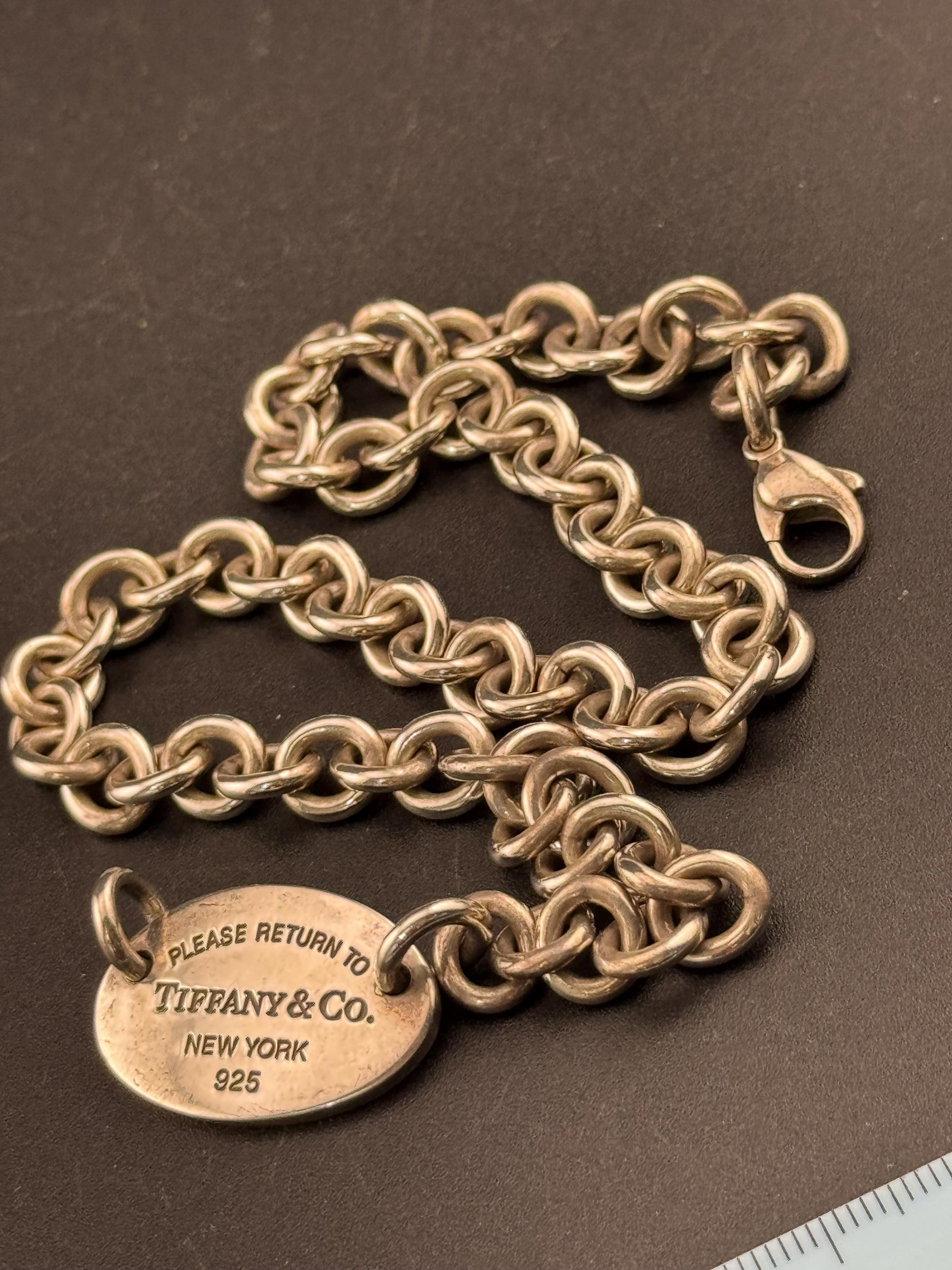 Retro ‘return to Tiffany & Co’ fully hallmarked London 925 sterling silver collar choker necklace 38.5cm 53.3 grams twice stamped