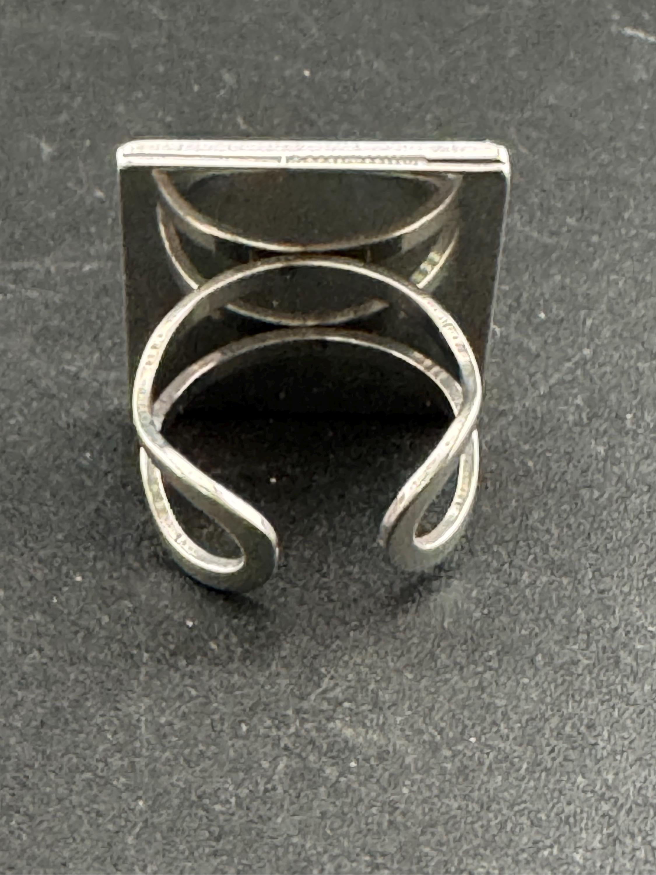 Oversized William Morris print strawberry thief ring BIRD design square glass cabochon adjustable 2cm