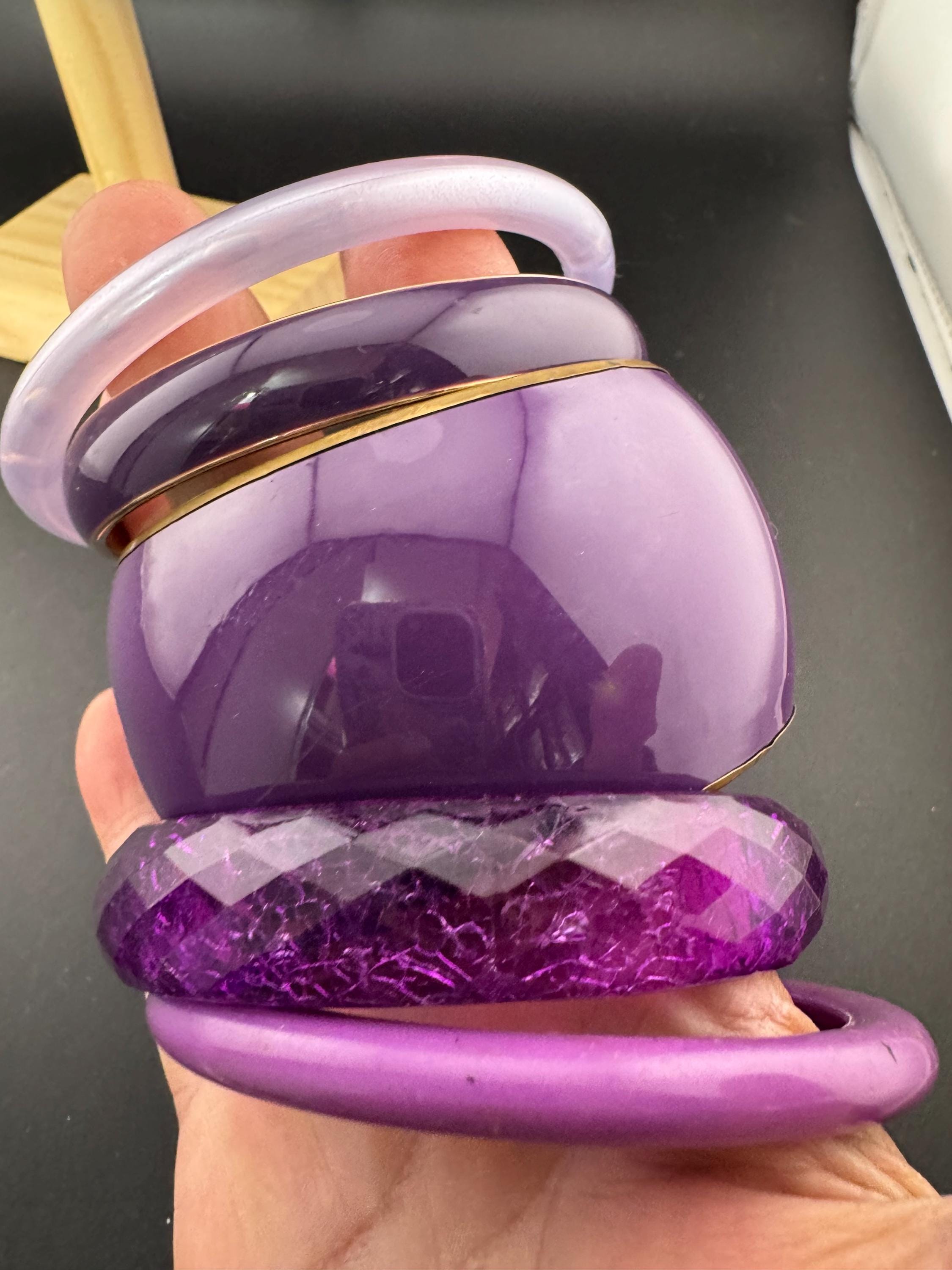 PURPLE and VIOLET curated stack of vintage retro plastic bangles