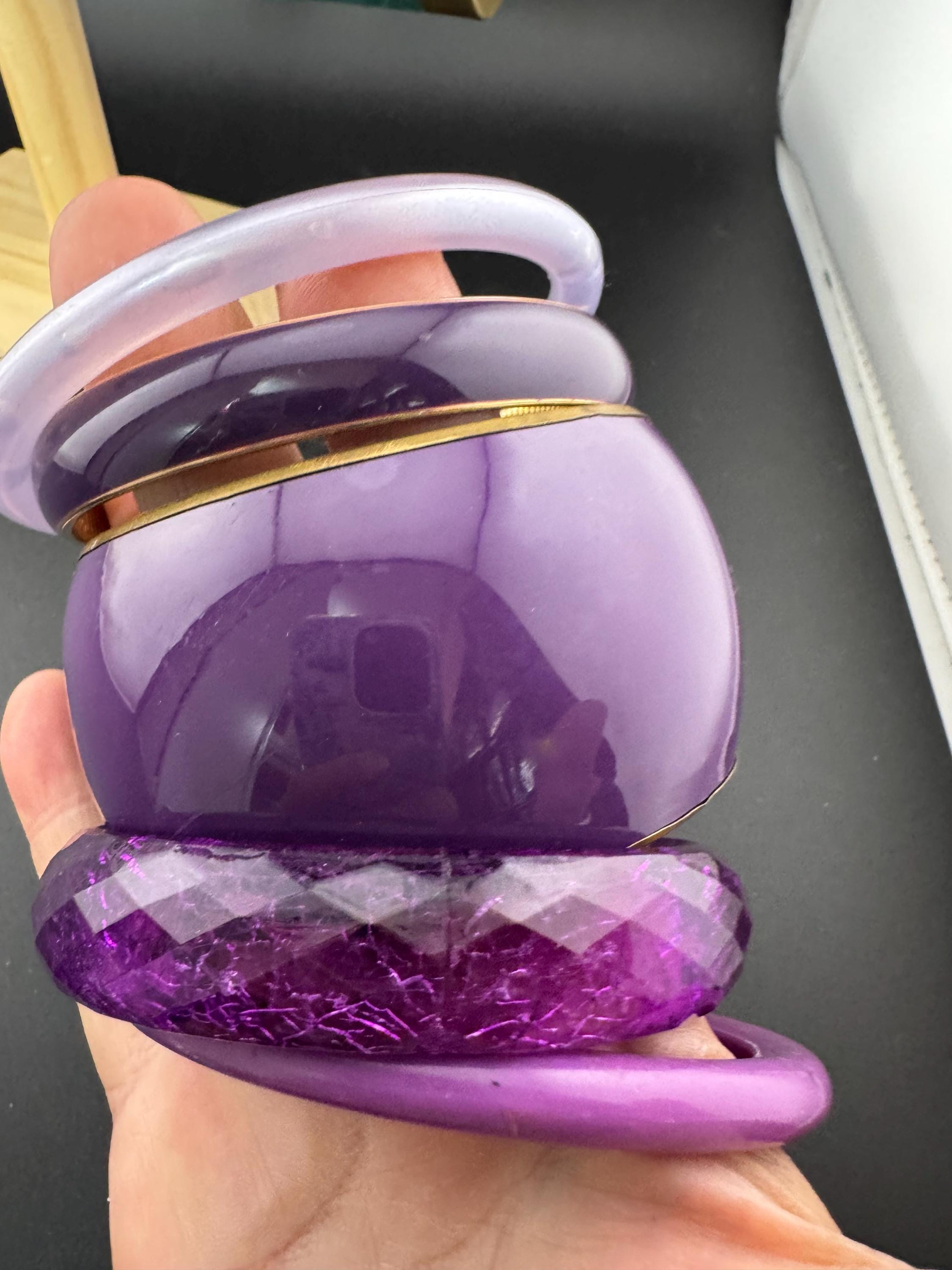 PURPLE and VIOLET curated stack of vintage retro plastic bangles