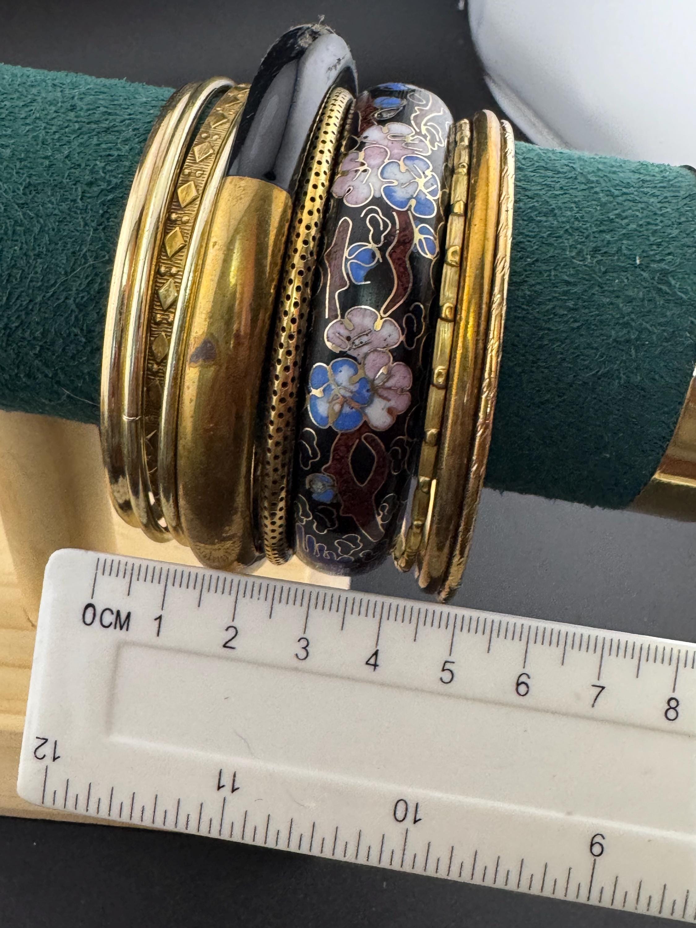 Gold and black tones vintage curated set of stacking bangles Bangle stack eastern metal hippy boho festival bracelets