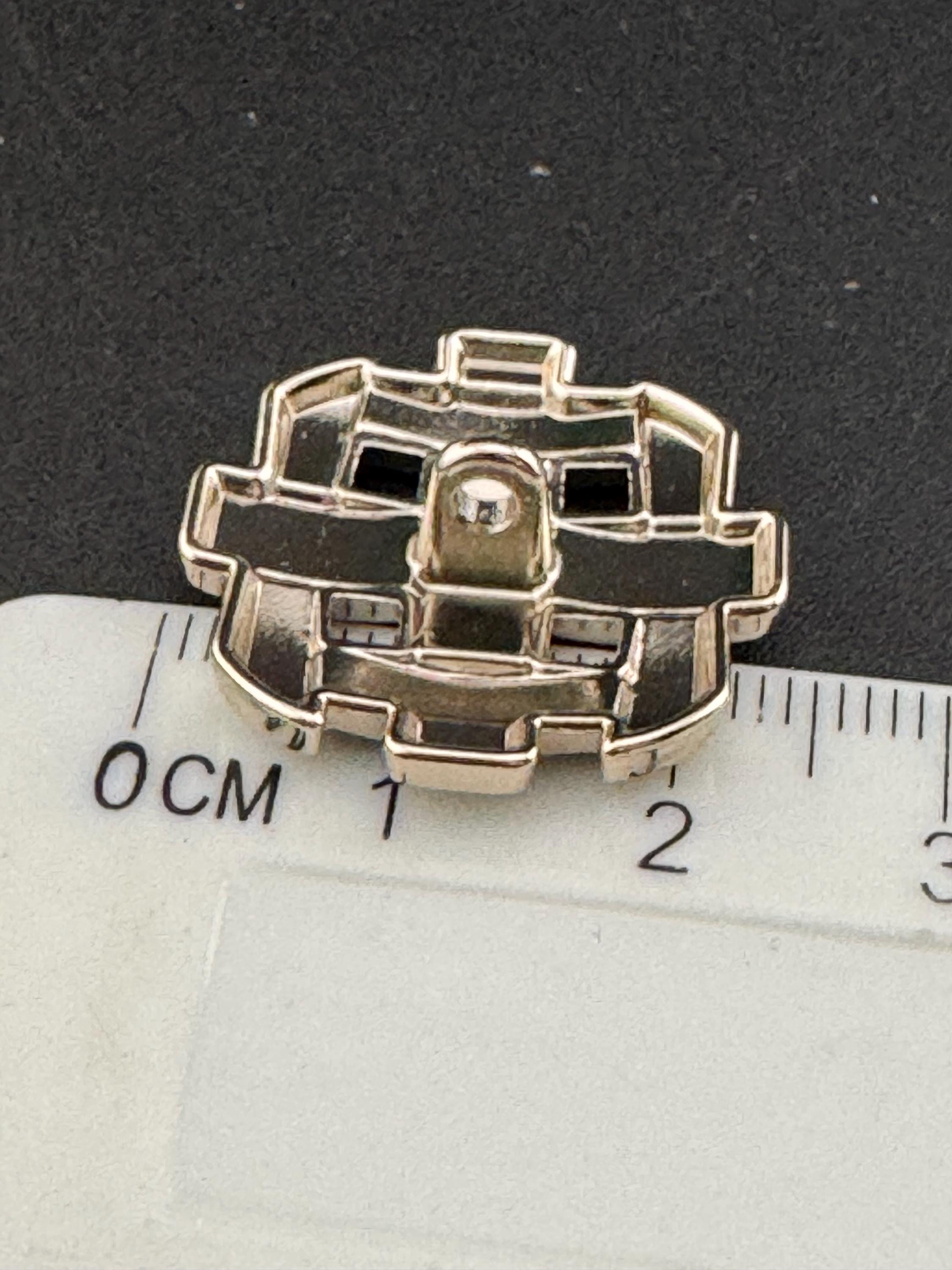 5 Black and White Woven Enamel Buttons, Silver Tone (24mm)