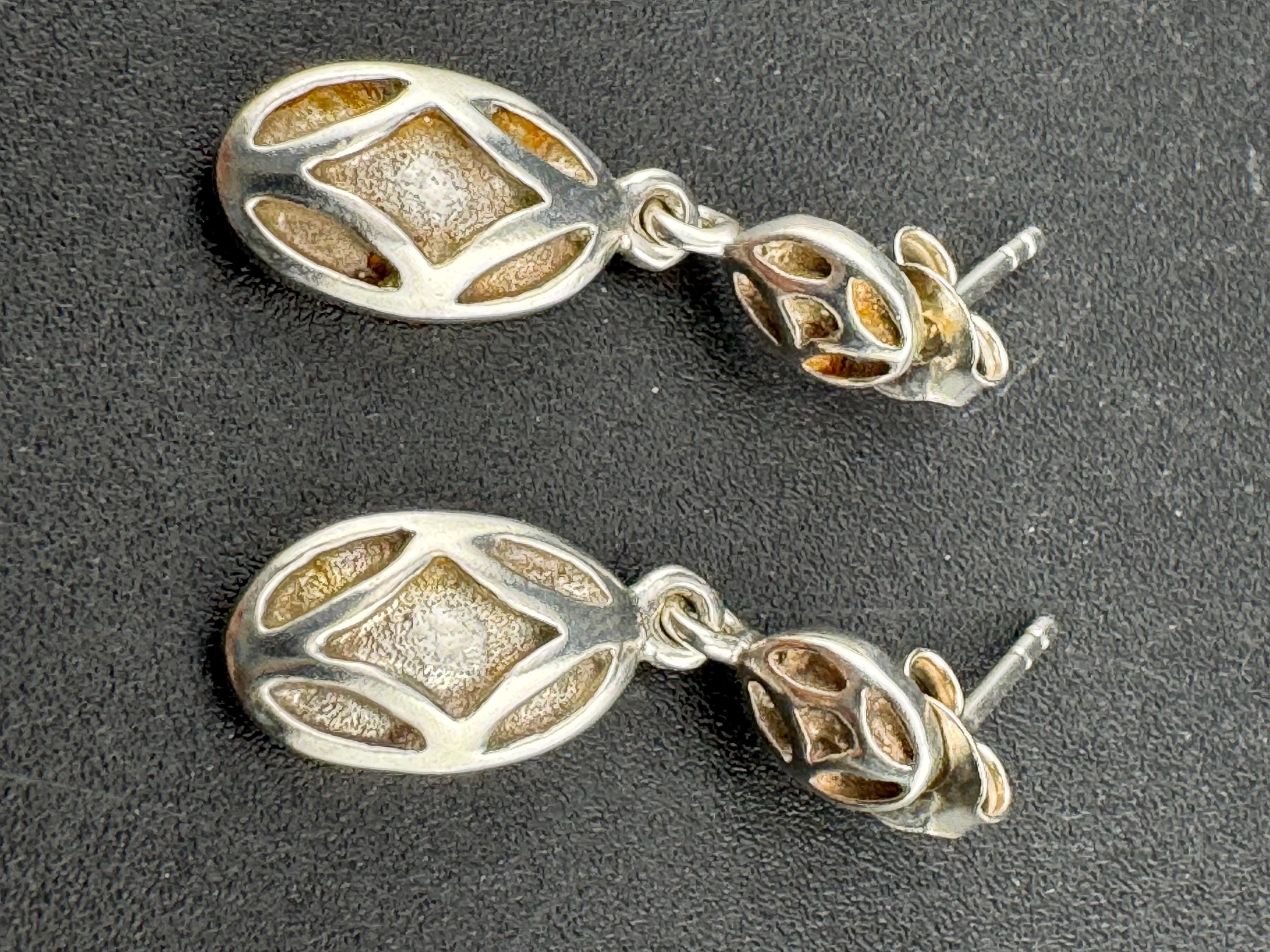 Dainty Art nouveau style 925 silver drop retro earrings
