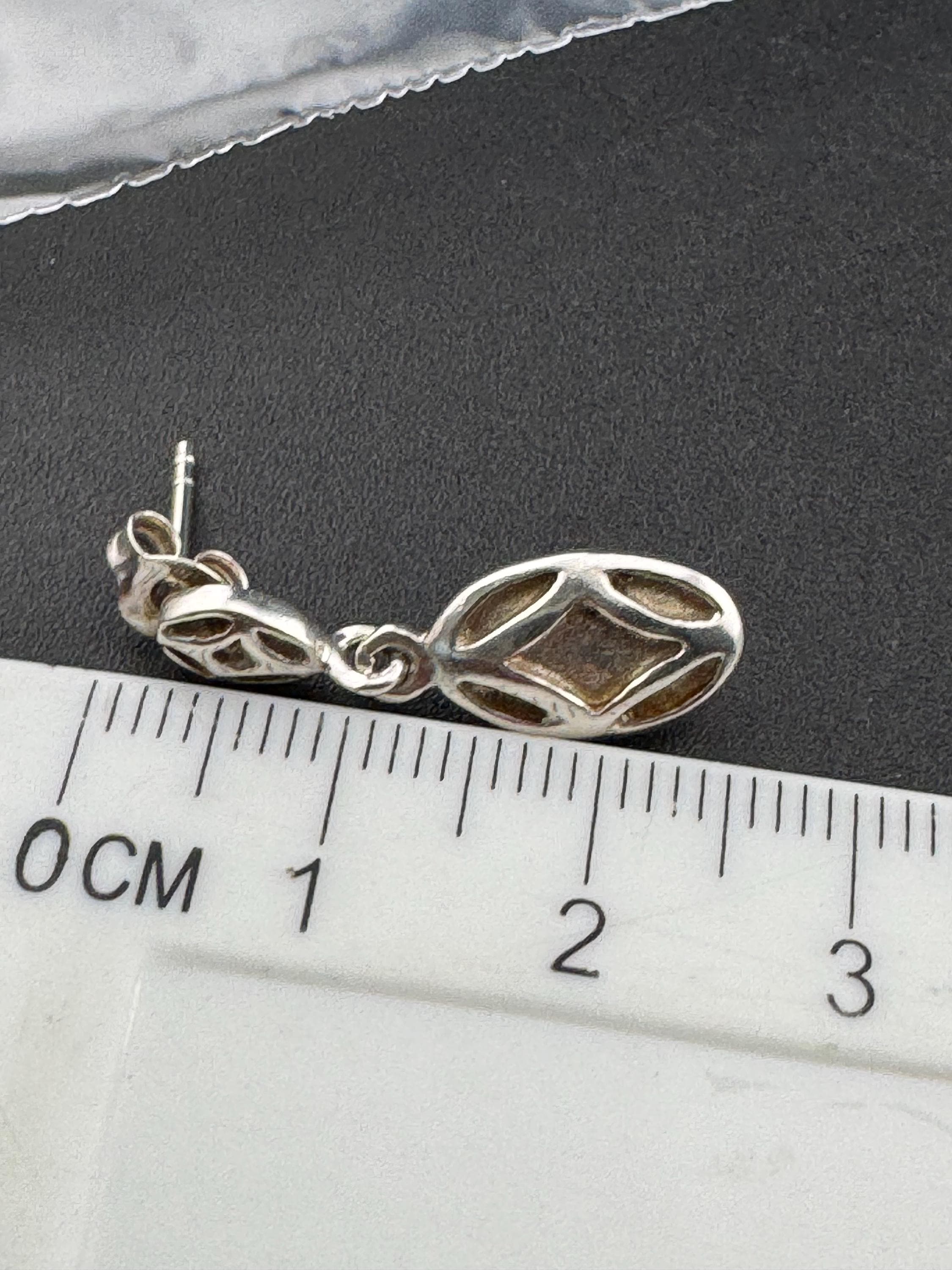 Dainty Art nouveau style 925 silver drop retro earrings
