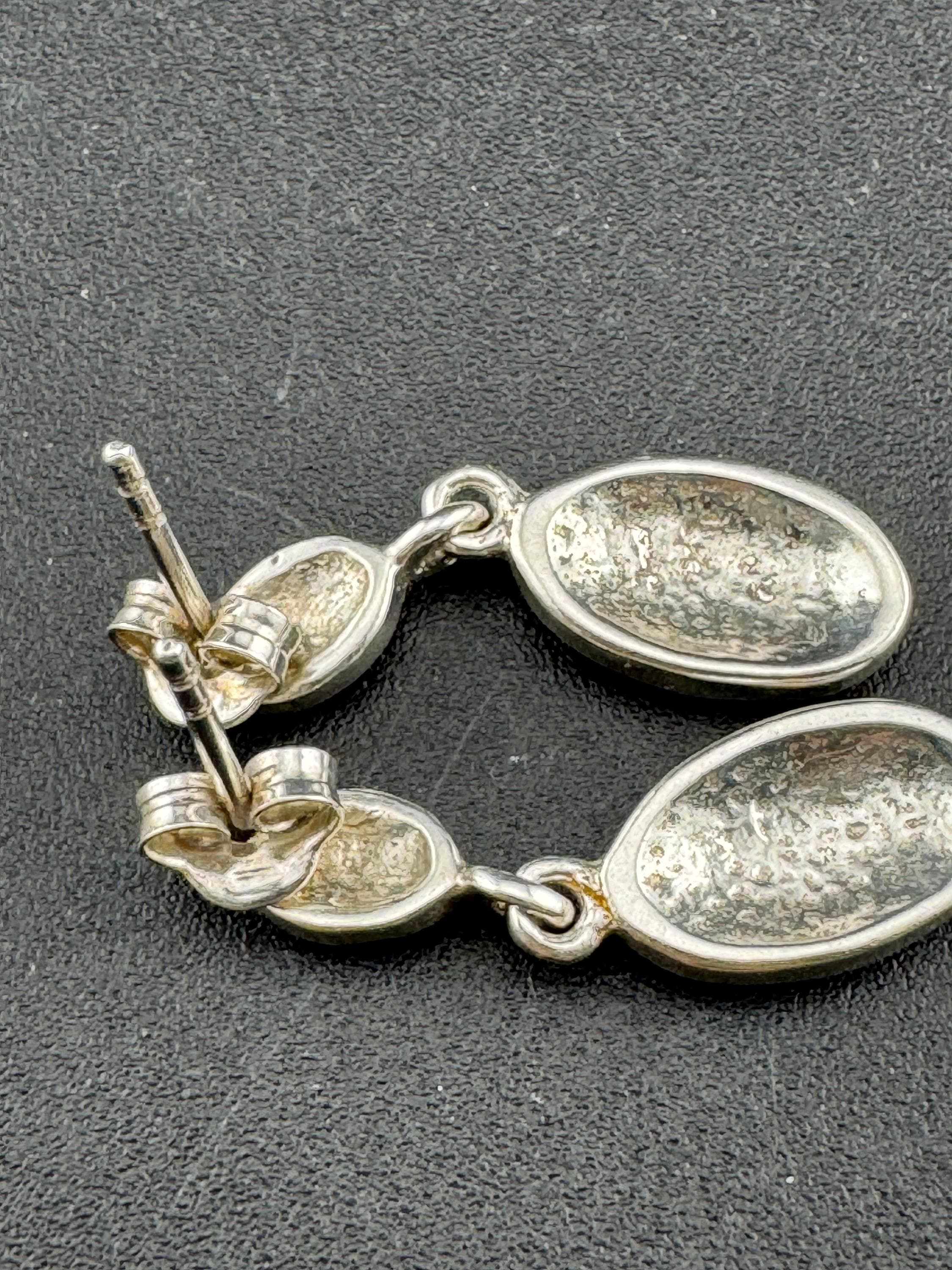 Dainty Art nouveau style 925 silver drop retro earrings
