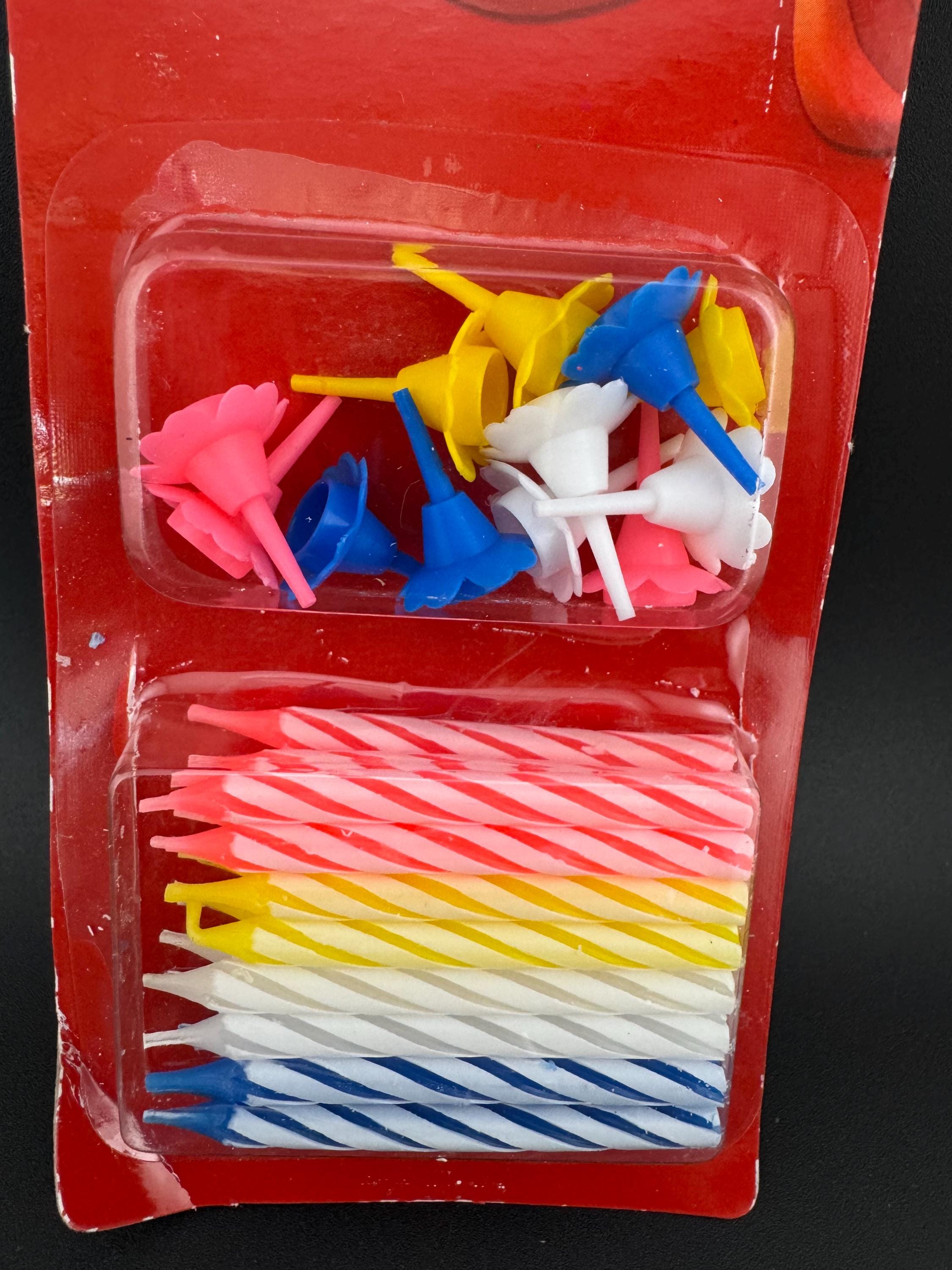 Mini Birthday Cake Candle Set: 24 Candles with 12 Holders