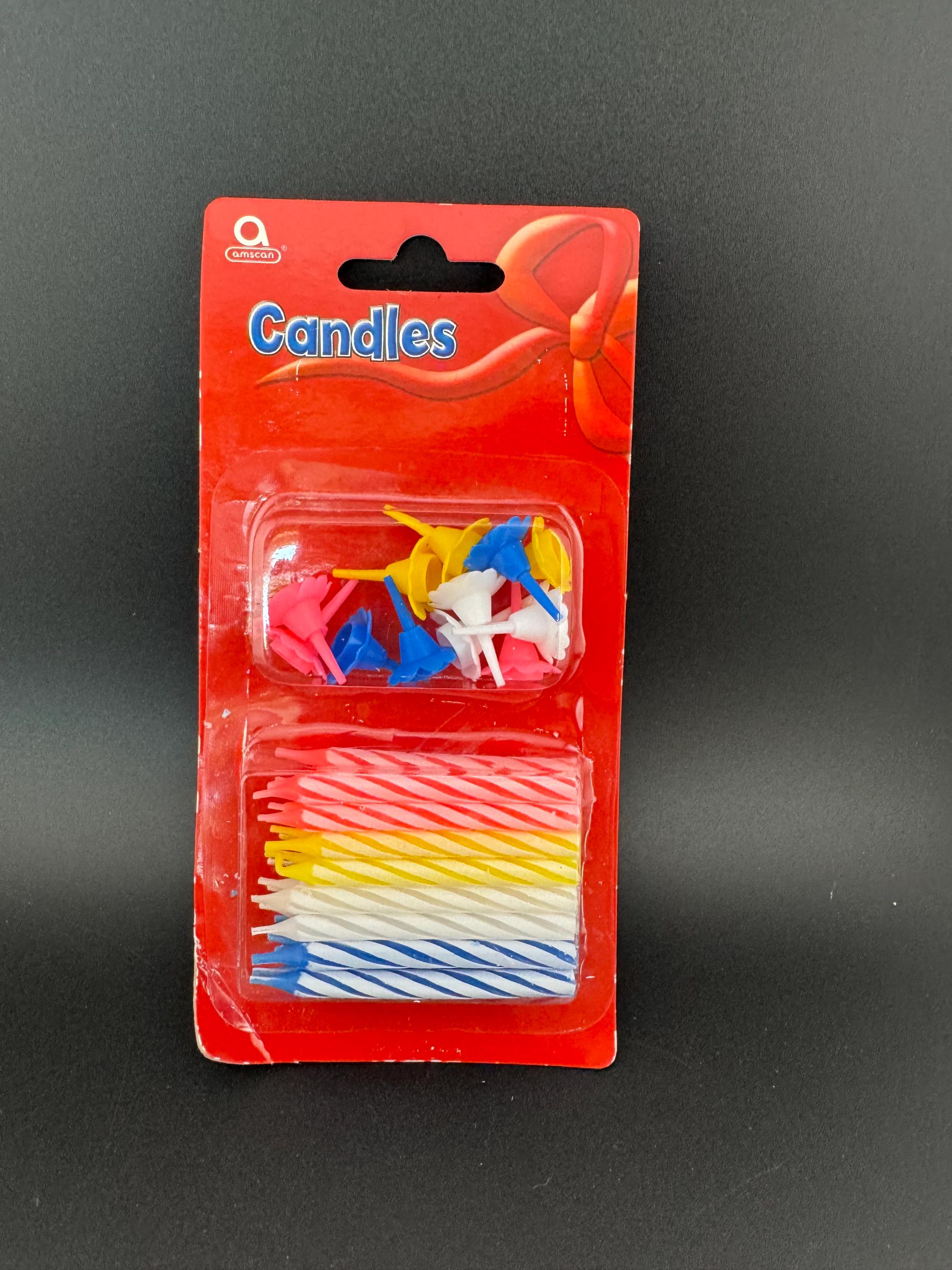 Mini Birthday Cake Candle Set: 24 Candles with 12 Holders