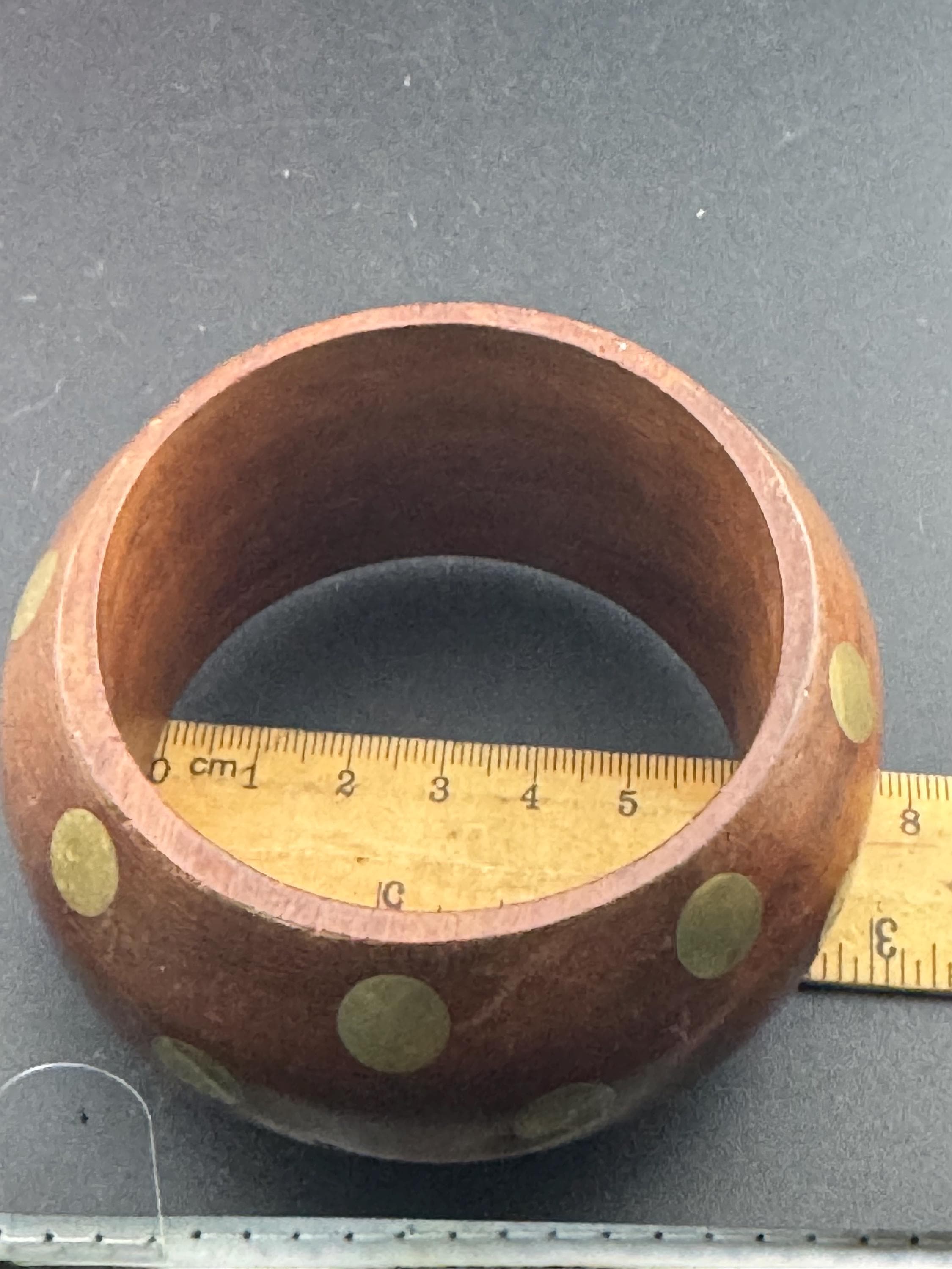 Wood & Brass Wide Cuff Bangle: Vintage Boho Bracelet
