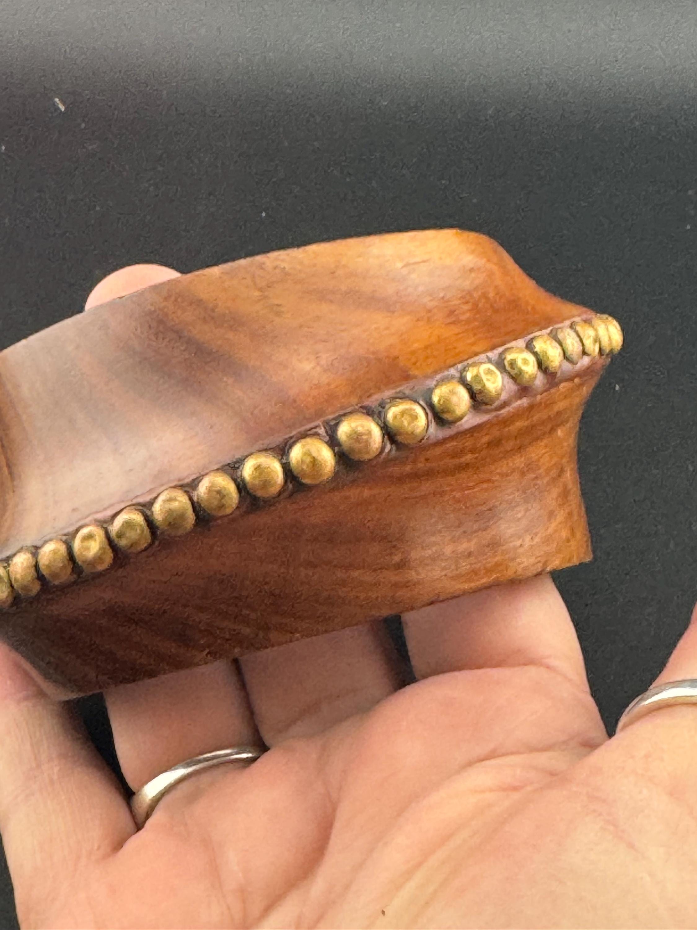 Wood & Brass Wide Cuff Bangle: Vintage Boho Bracelet
