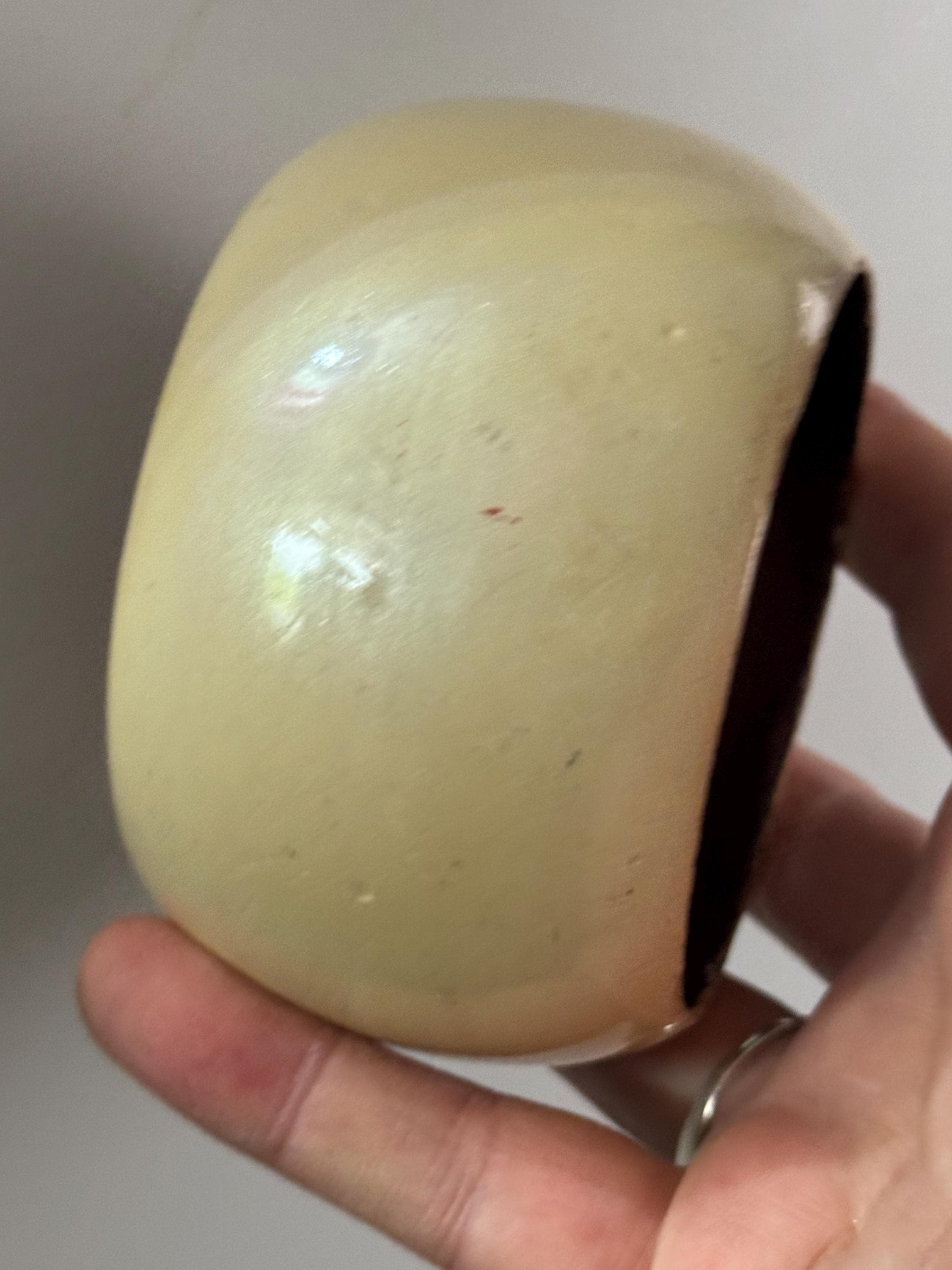 Oversized Cream Painted Wood Cuff Bangle: Boho Festival Bracelet