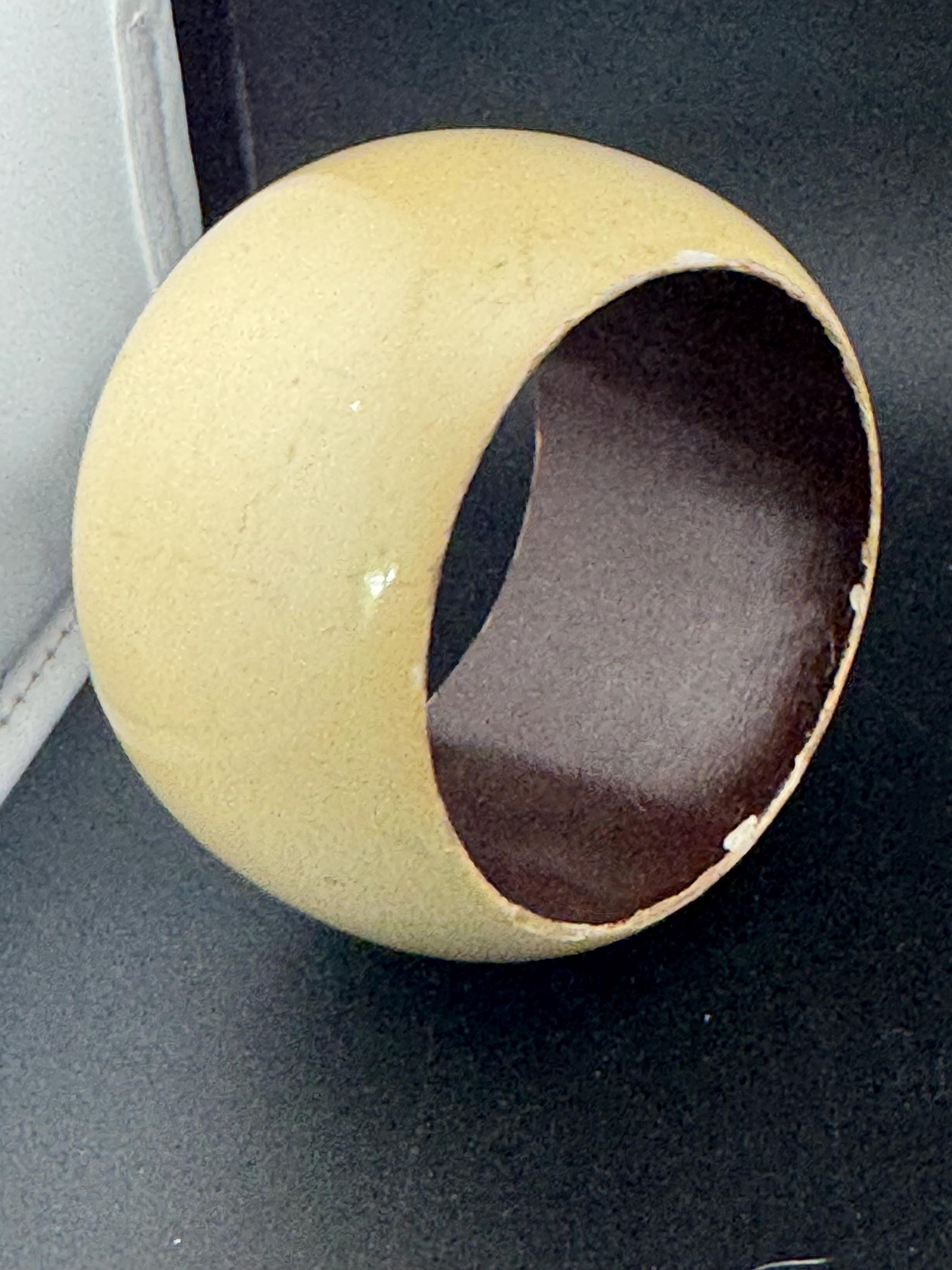Oversized Cream Painted Wood Cuff Bangle: Boho Festival Bracelet