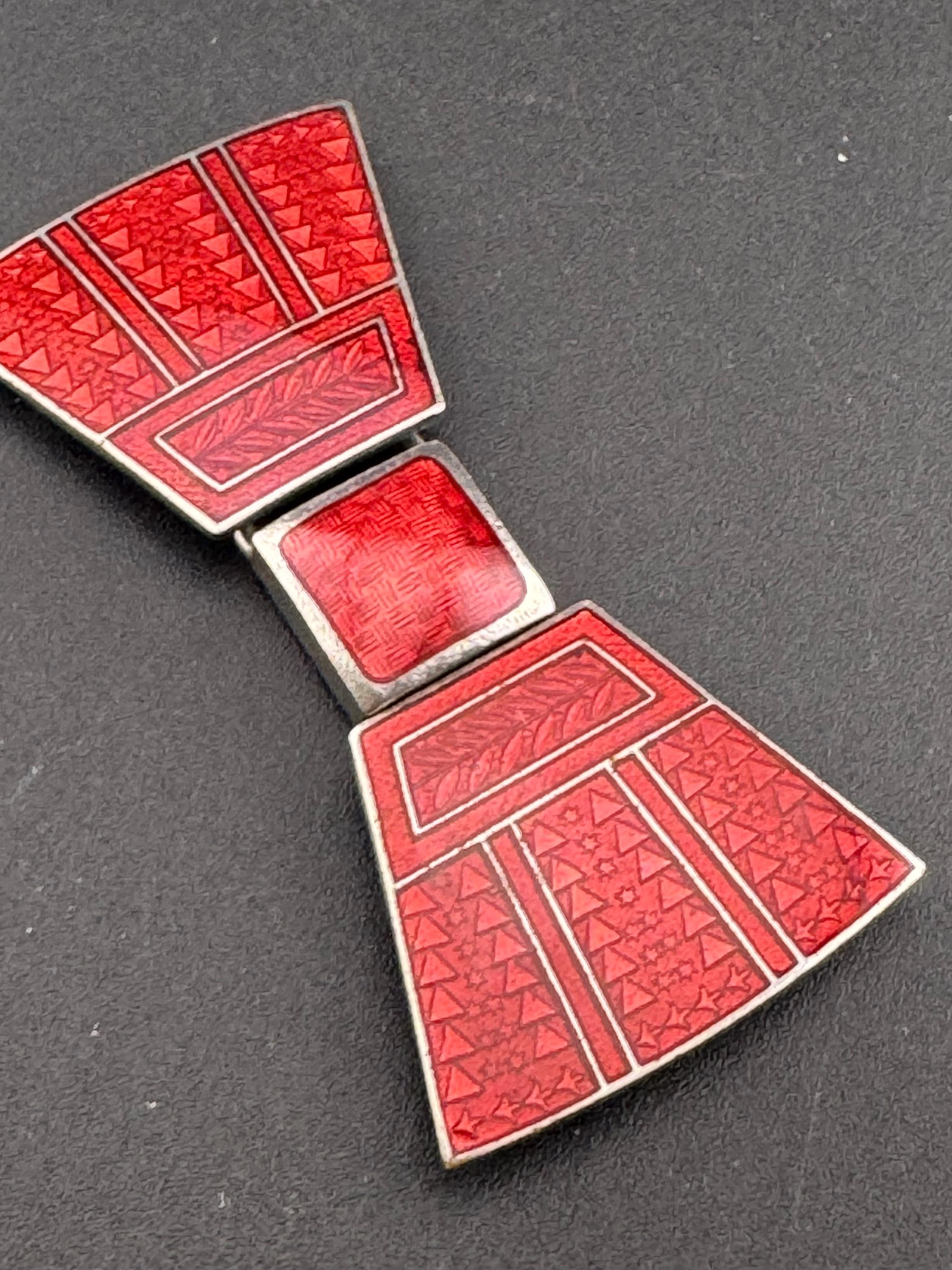 Antique Vintage Art Deco czech deep red bow design Enamel 2 part belt Buckle 1910s 1920s 1930s Sewing Haberdashery