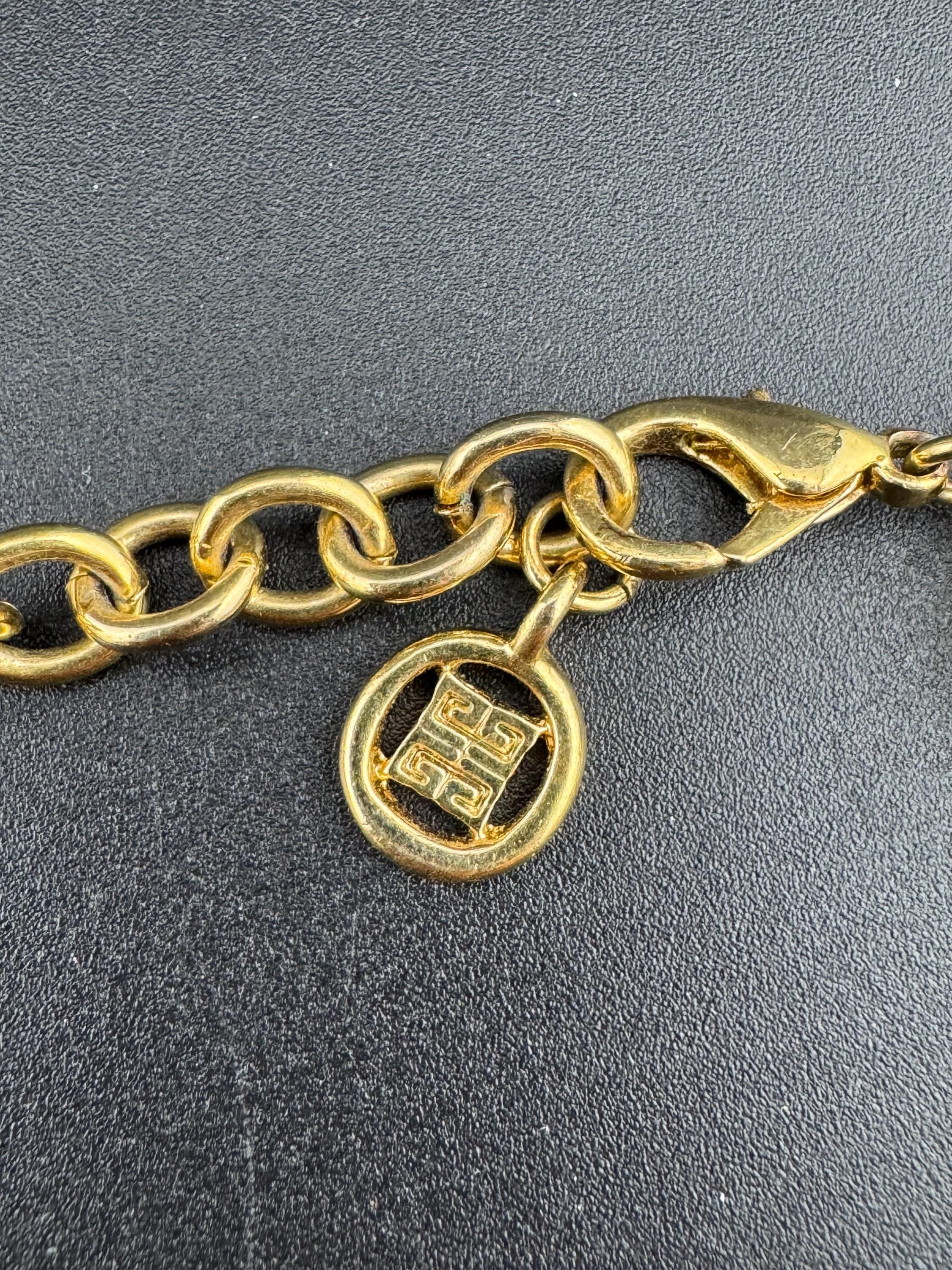 Vintage Givenchy chunky flat link weighty gold plated wide chain necklace signed tag designer choker