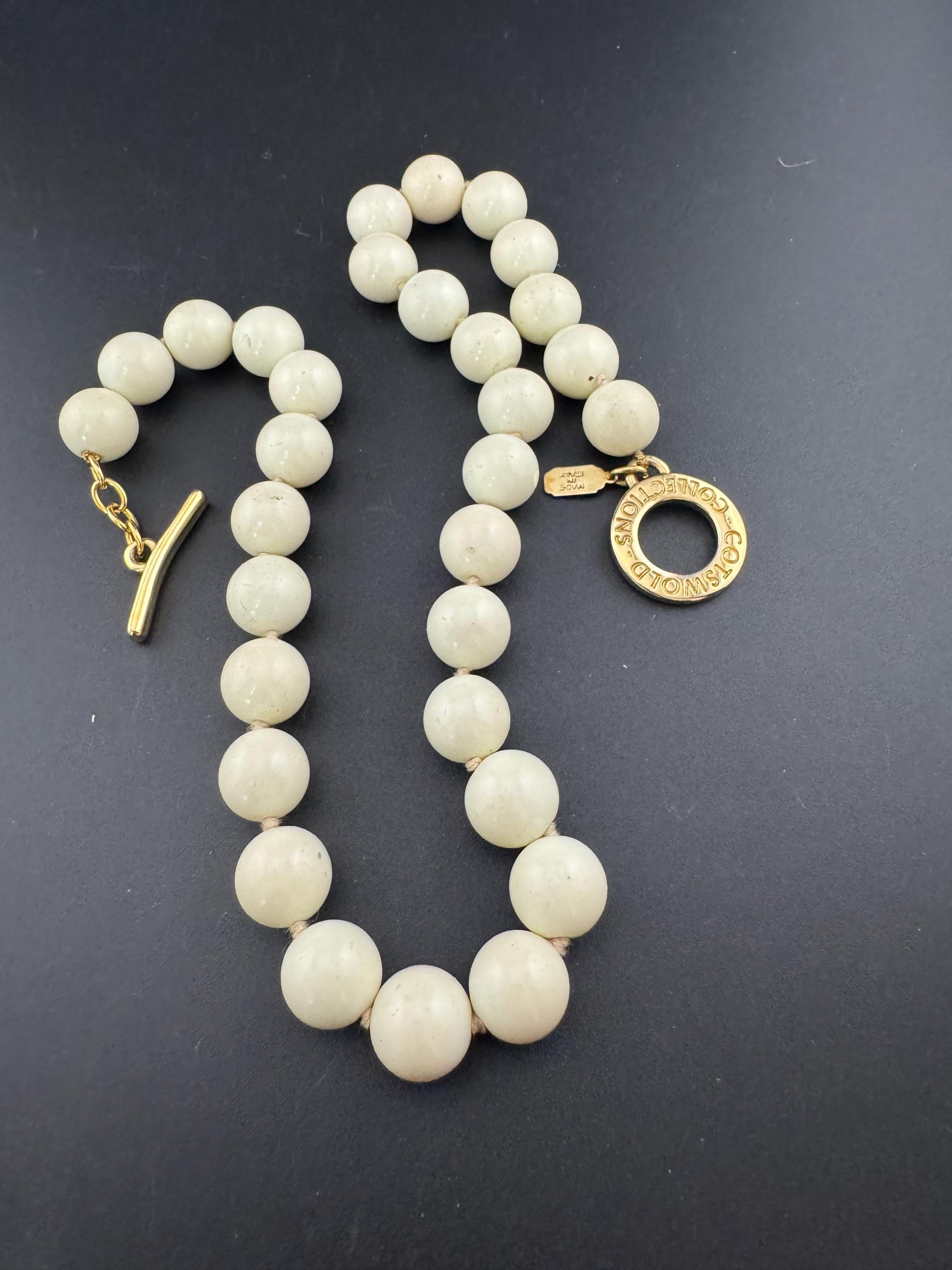 Signed Cotswold Collections Italian glass large beaded cream necklace adj to 50cm