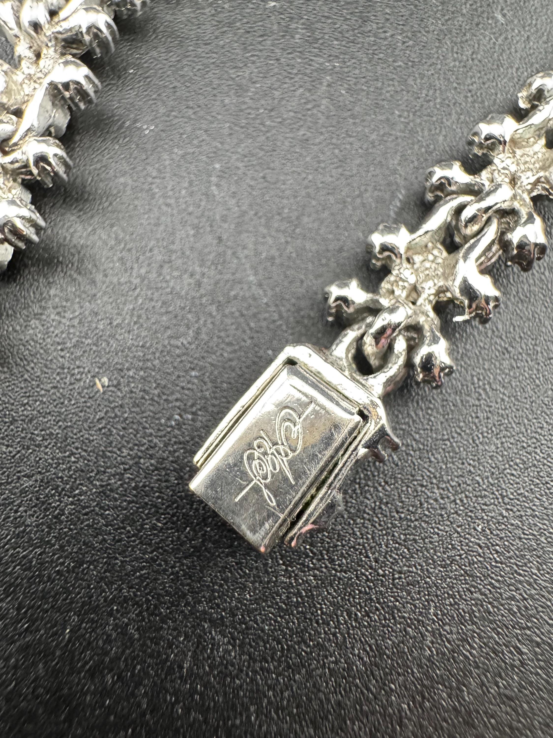 Petite fit Signed early A&S Attwood and Sawyer clear rhinestone collar crystal necklace silver tone 38cm