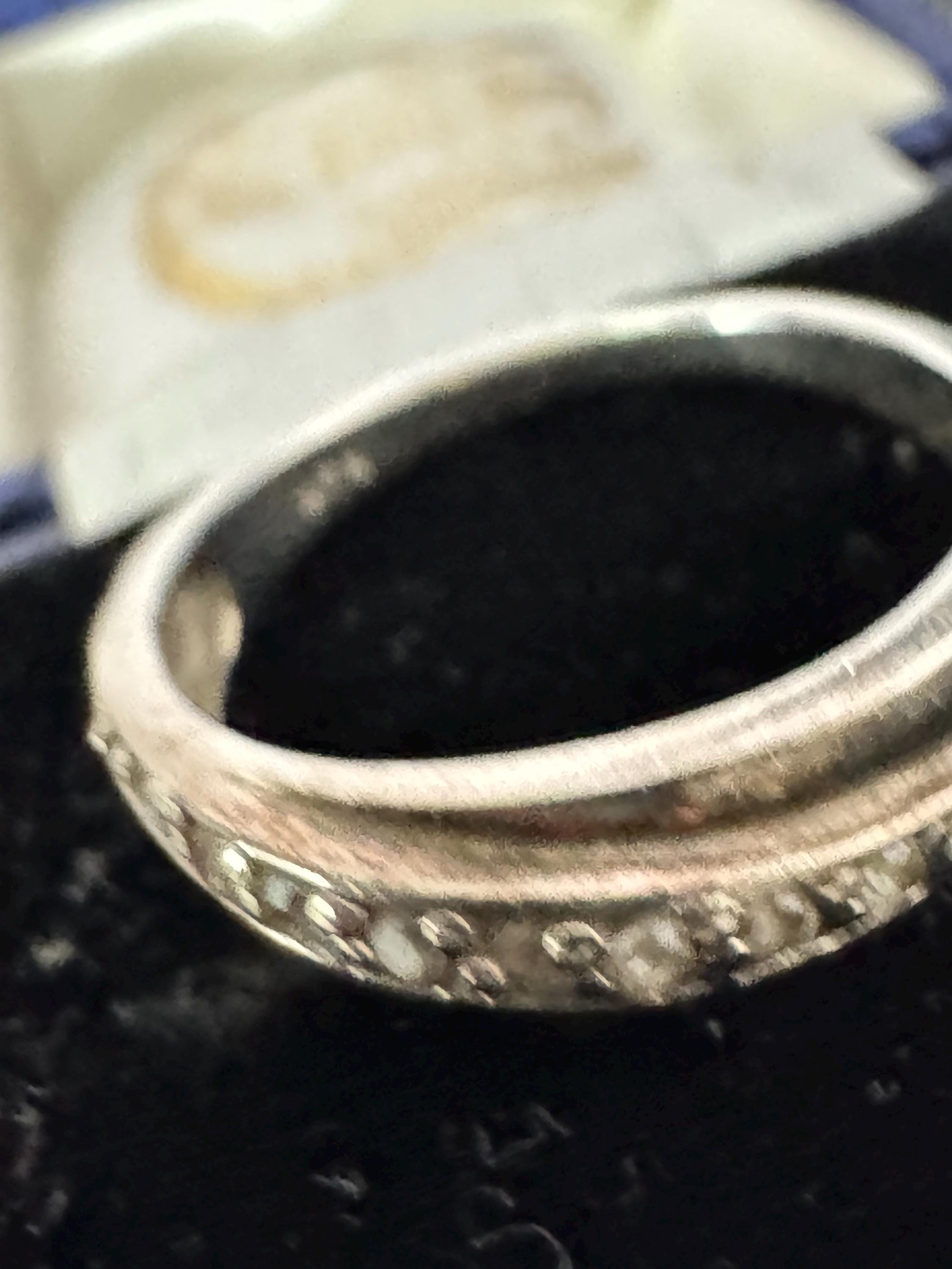 Size L/M gemstone dress ring, 925 sterling silver clear