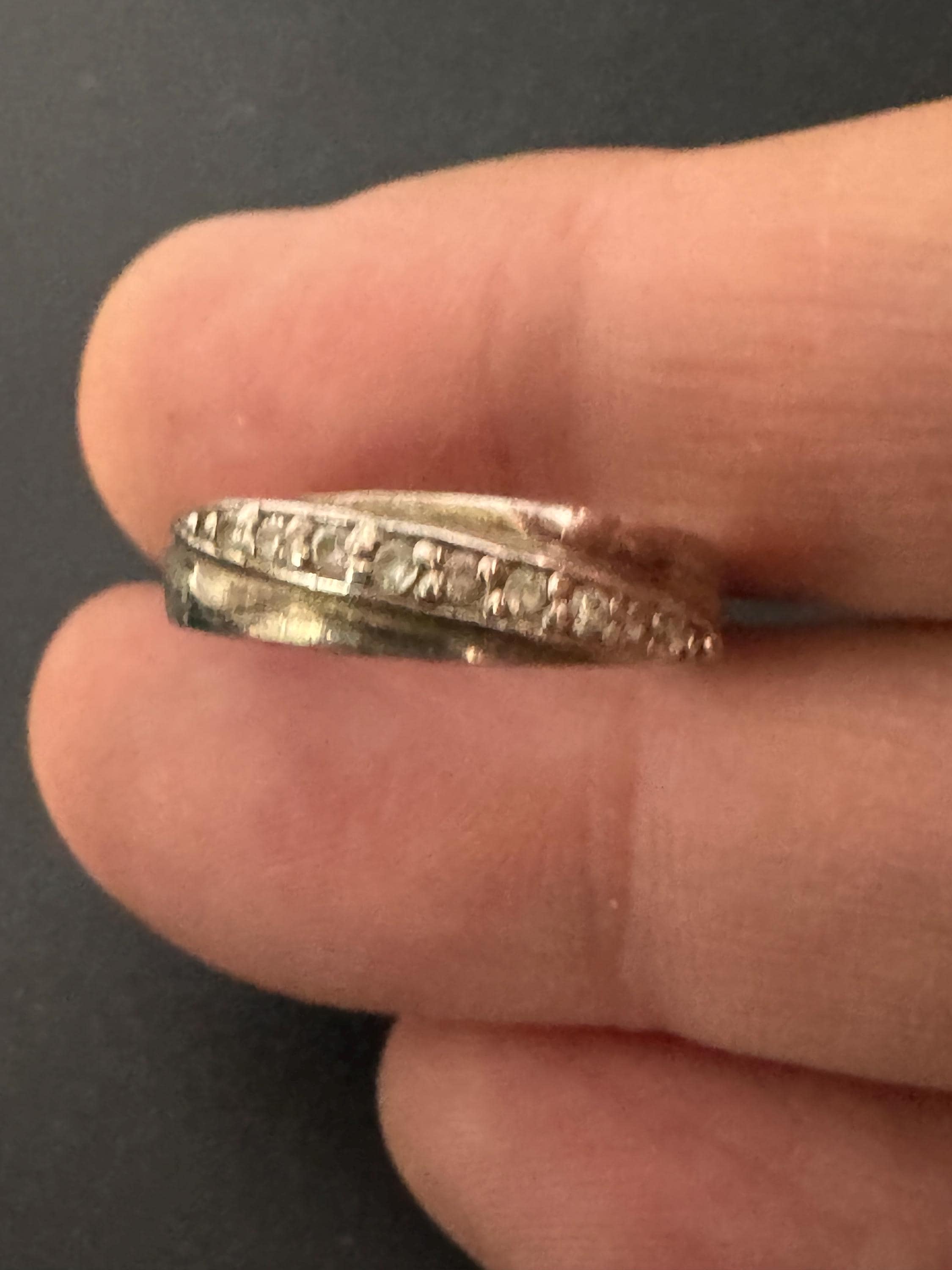 Size L/M gemstone dress ring, 925 sterling silver clear