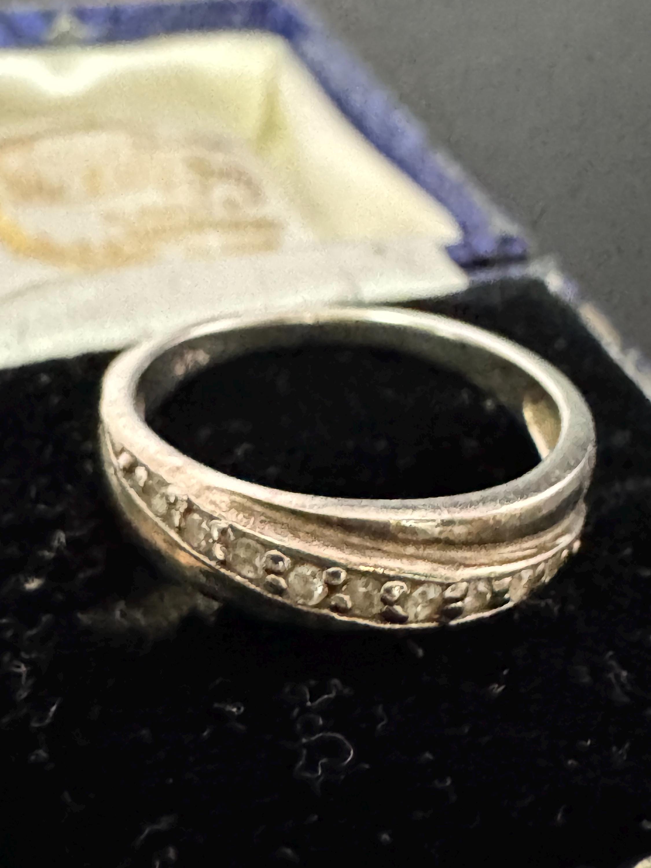 Size L/M gemstone dress ring, 925 sterling silver clear