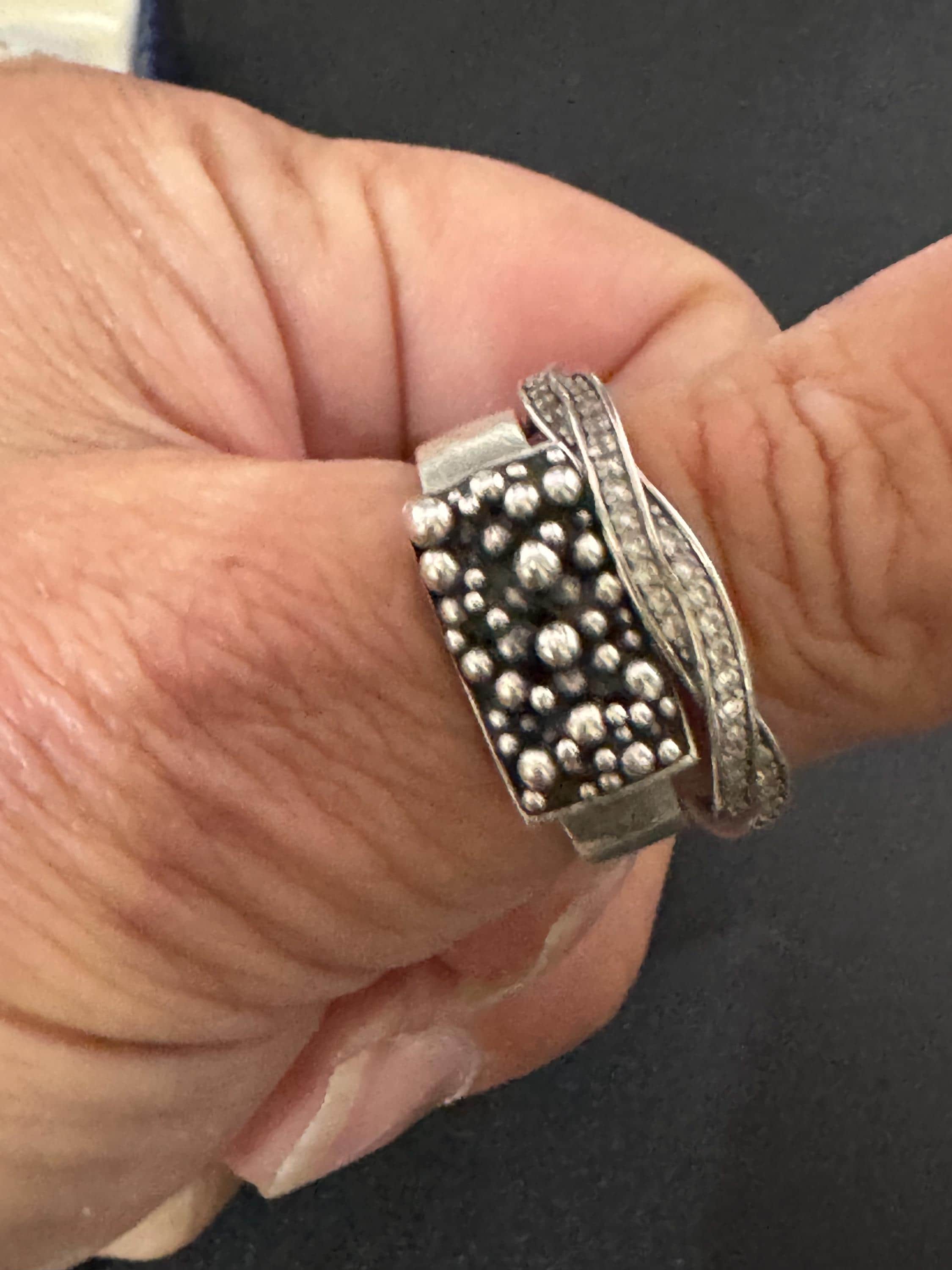 Sterling Silver Thumb Ring: XL Clear Gemstone Dress Ring