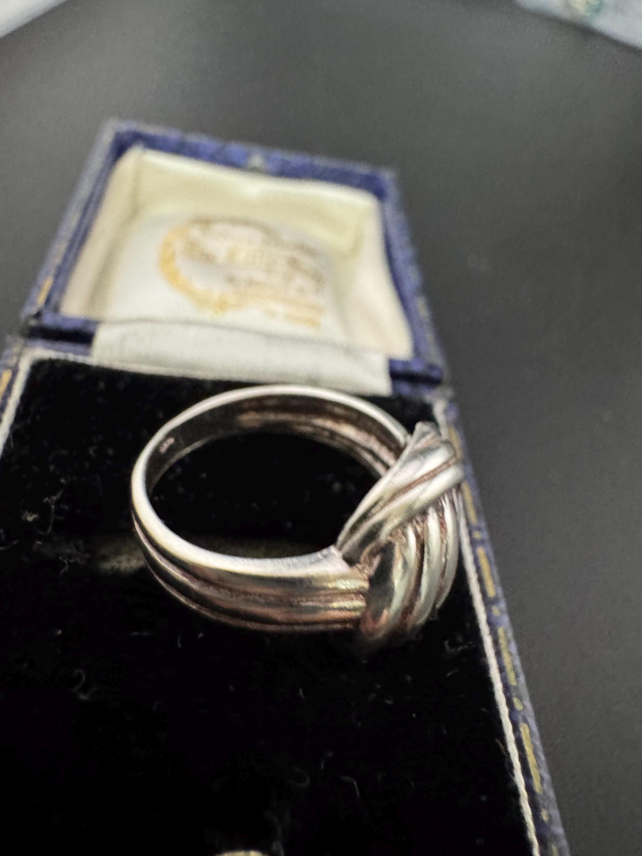 SIZE K 925 modernist knot woven ring, sterling silver