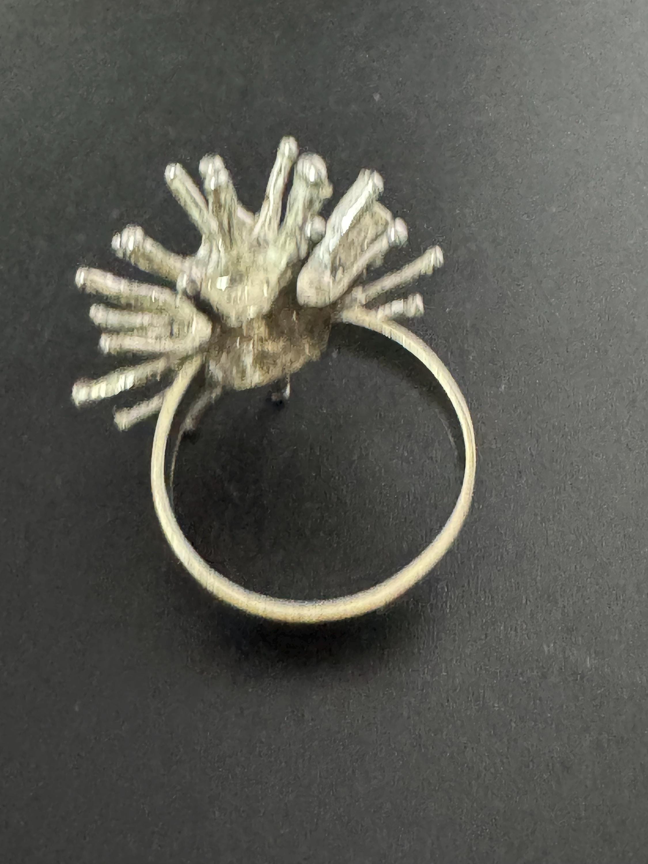 1970s Brutalist Sterling Silver Spike Ring - UK Size O
