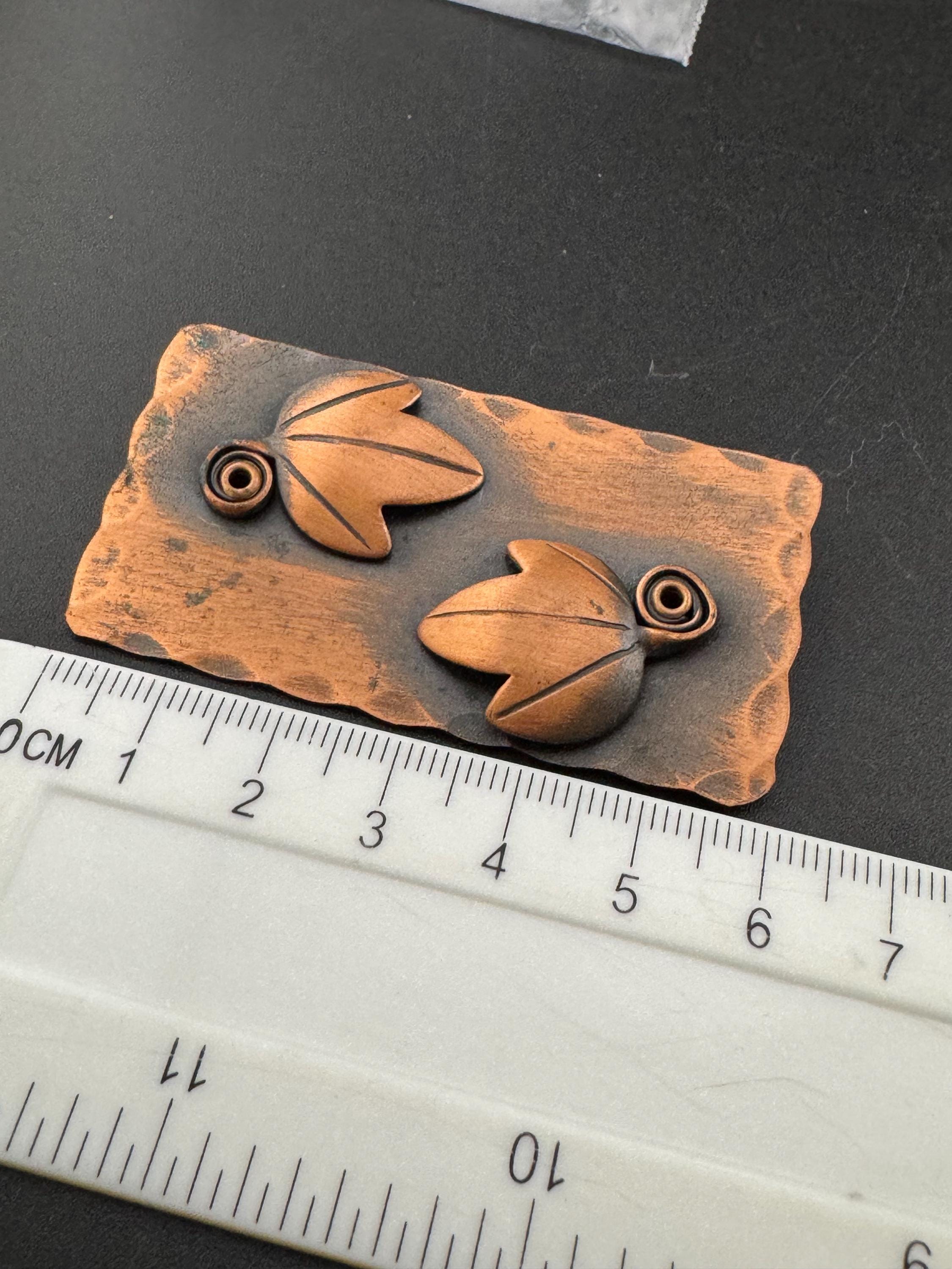 Vintage Rebajes Copper Brooch: Modernist Leaf Design (6cm)