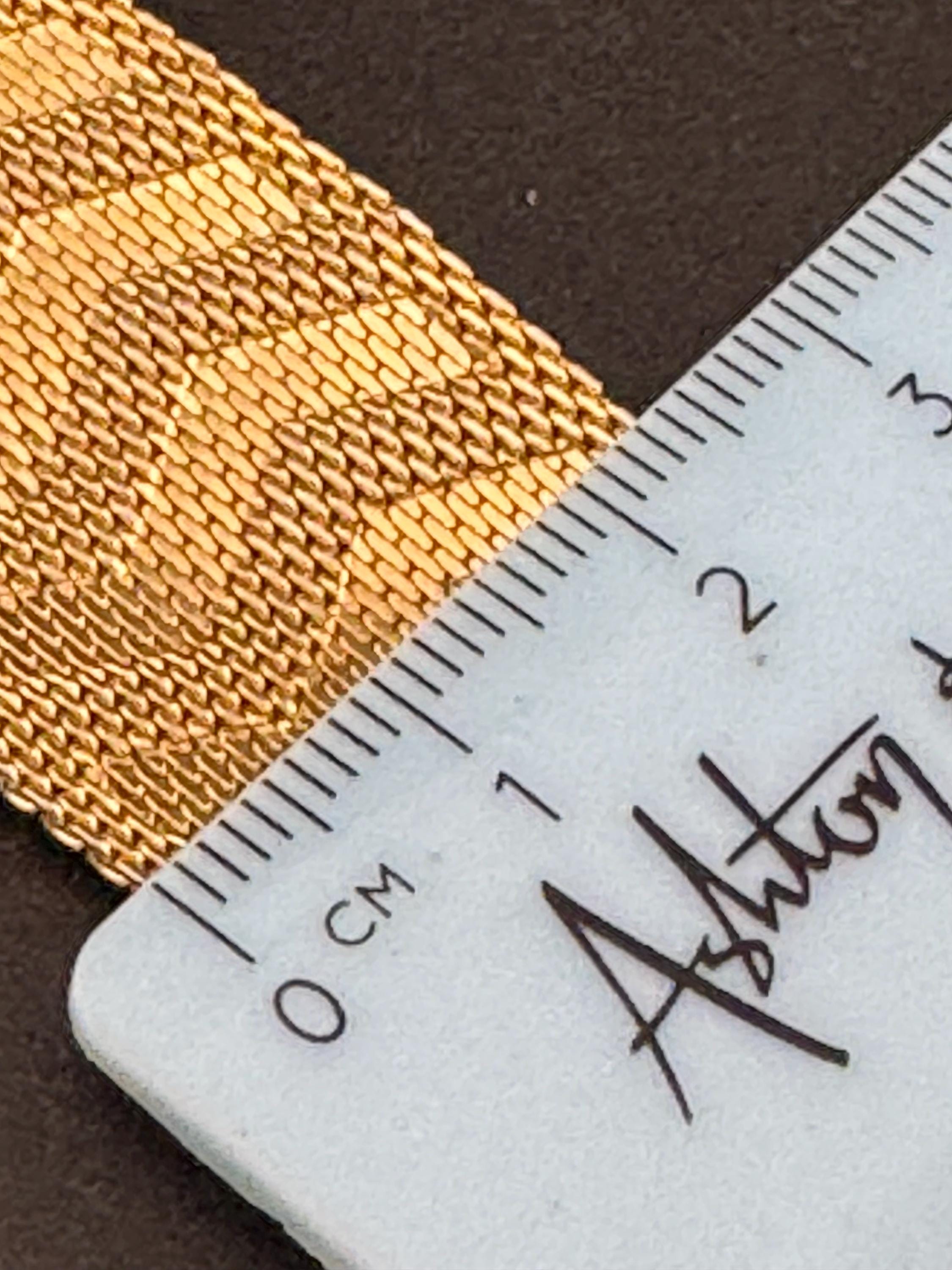 wide mesh flat link bracelet, Vintage gold tone 24mm