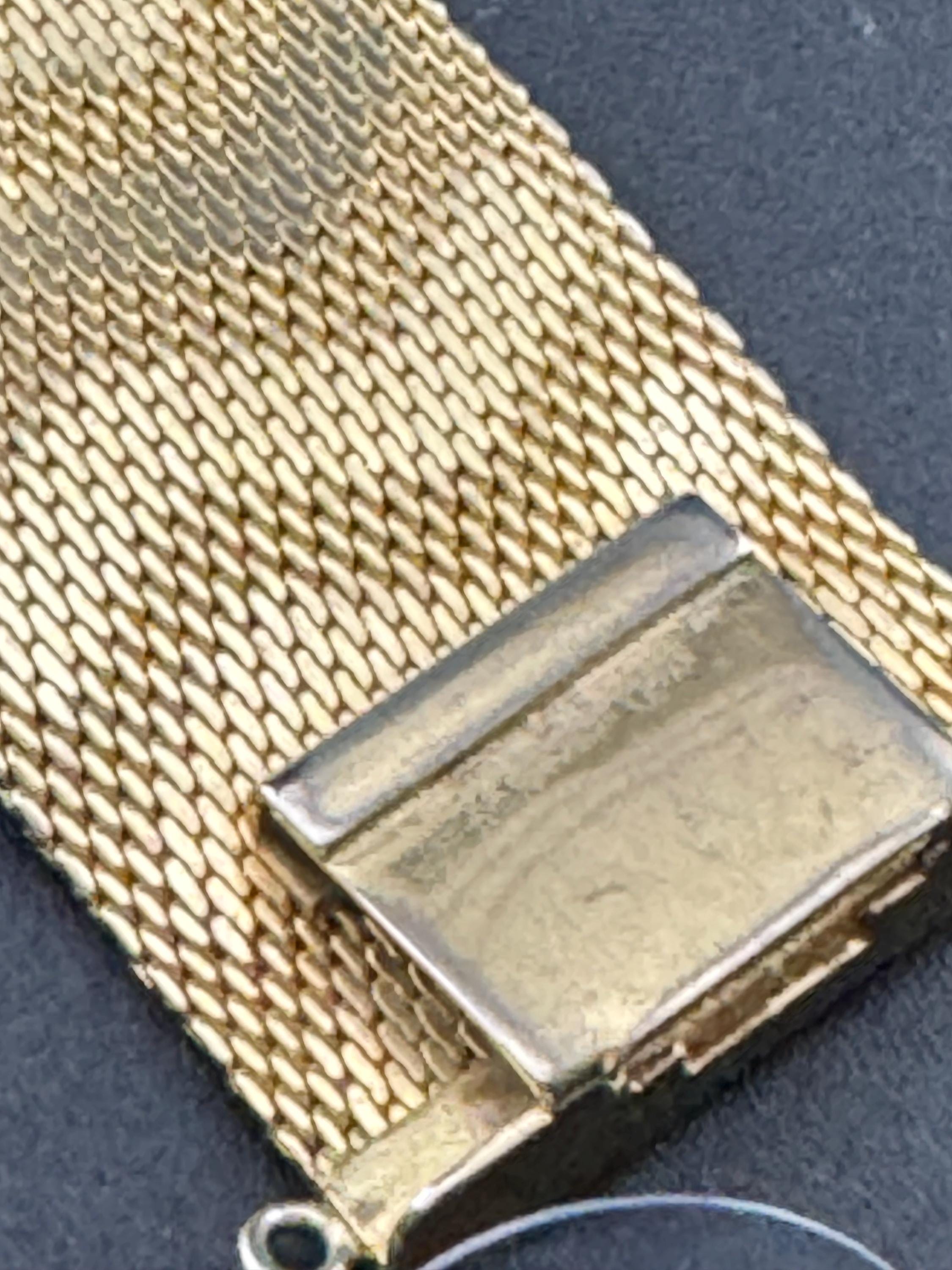 wide mesh flat link bracelet, Vintage gold tone 24mm