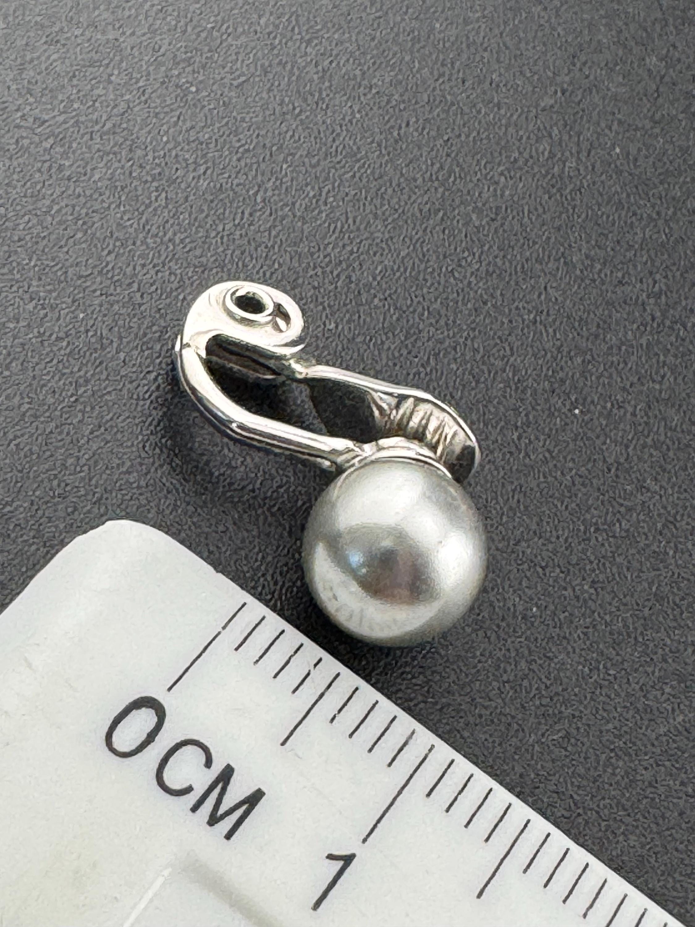 Vintage Monet Faux Pearl Clip On Earrings: Silver Tone Ball Studs