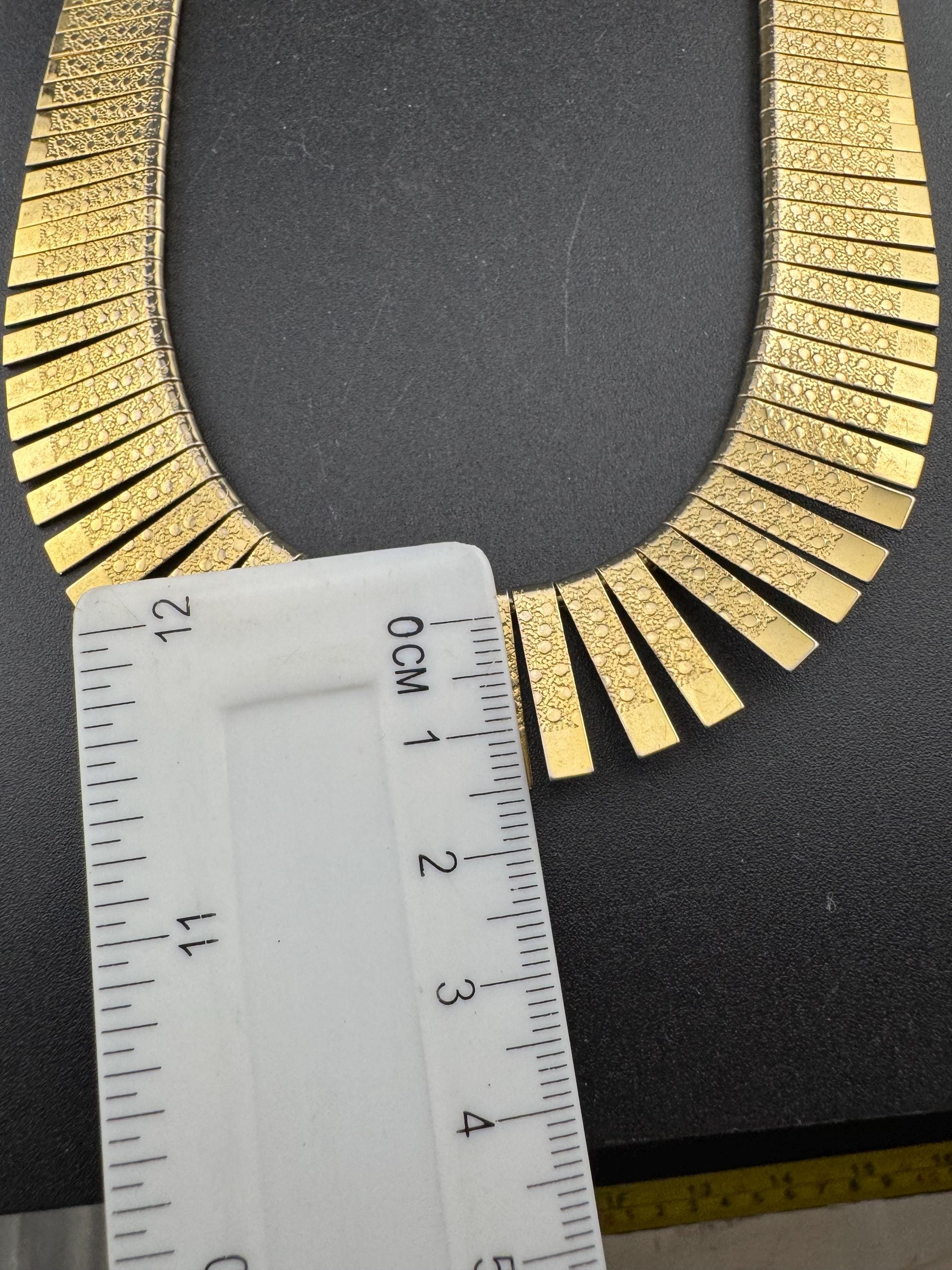 Vintage cleopatra Egyptian gold tone wide choker necklace