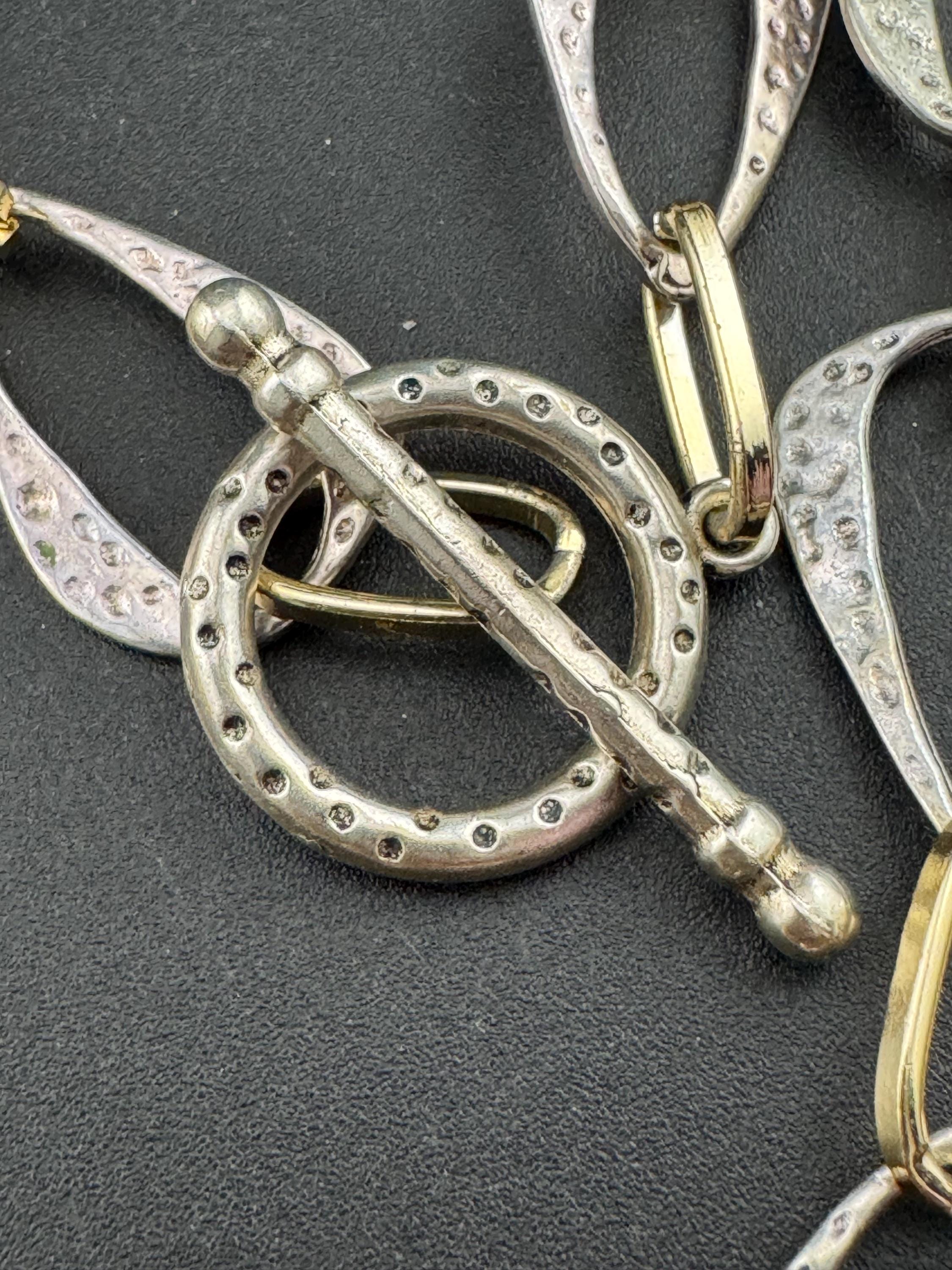 Modernist Gold & Silver Tone Oval Link Necklace - 42cm