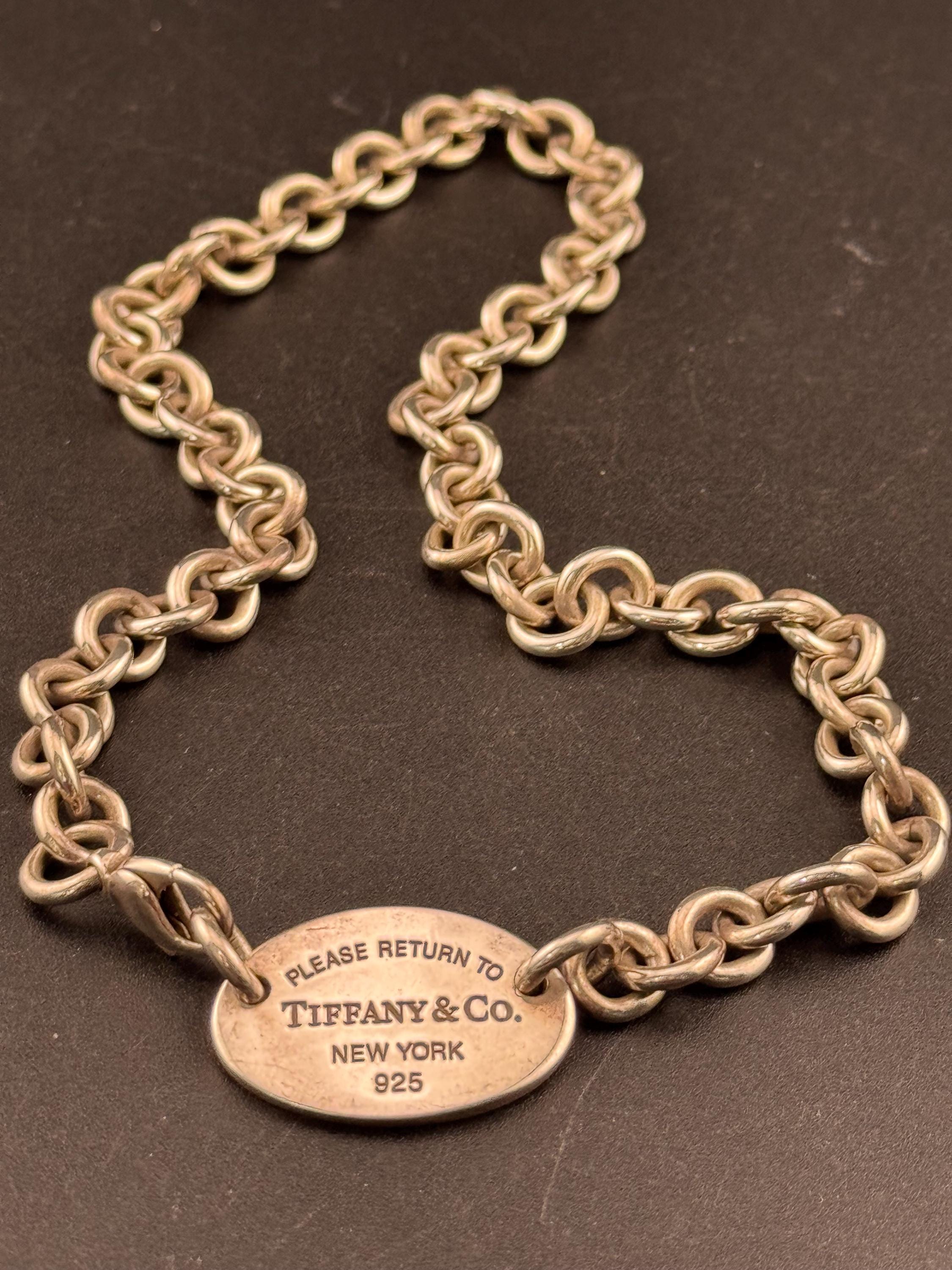Retro ‘return to Tiffany & Co’ fully hallmarked London 925 sterling silver collar choker necklace 38.5cm 53.3 grams twice stamped