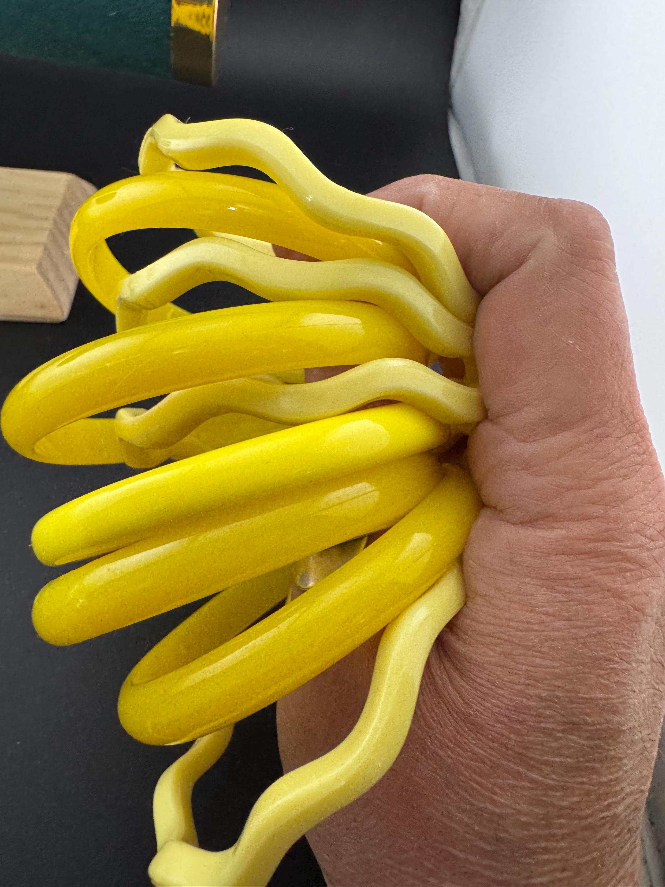 Vintage curated stack of YELLOW plastic bangles retro acrylic bracelets