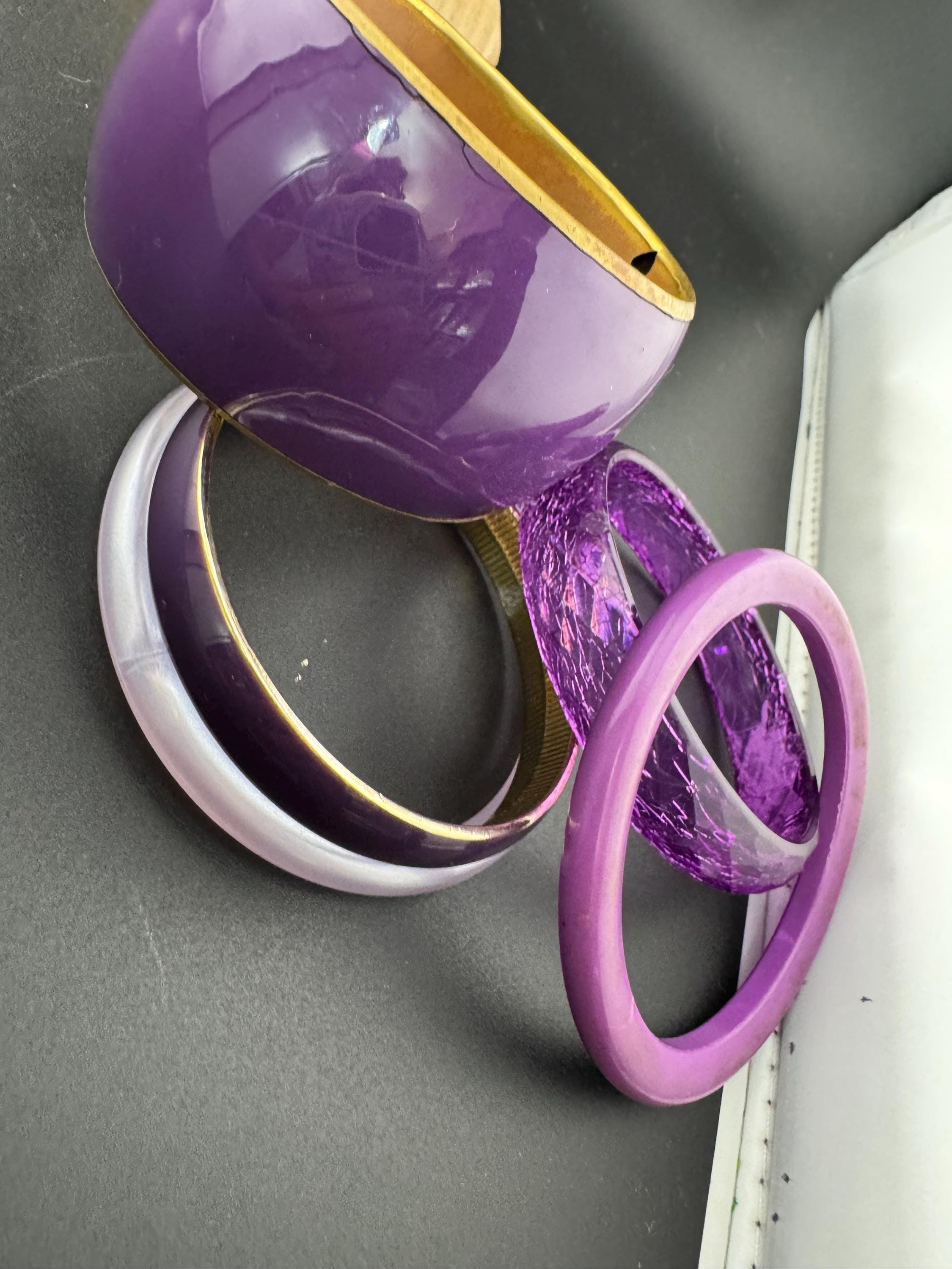PURPLE and VIOLET curated stack of vintage retro plastic bangles
