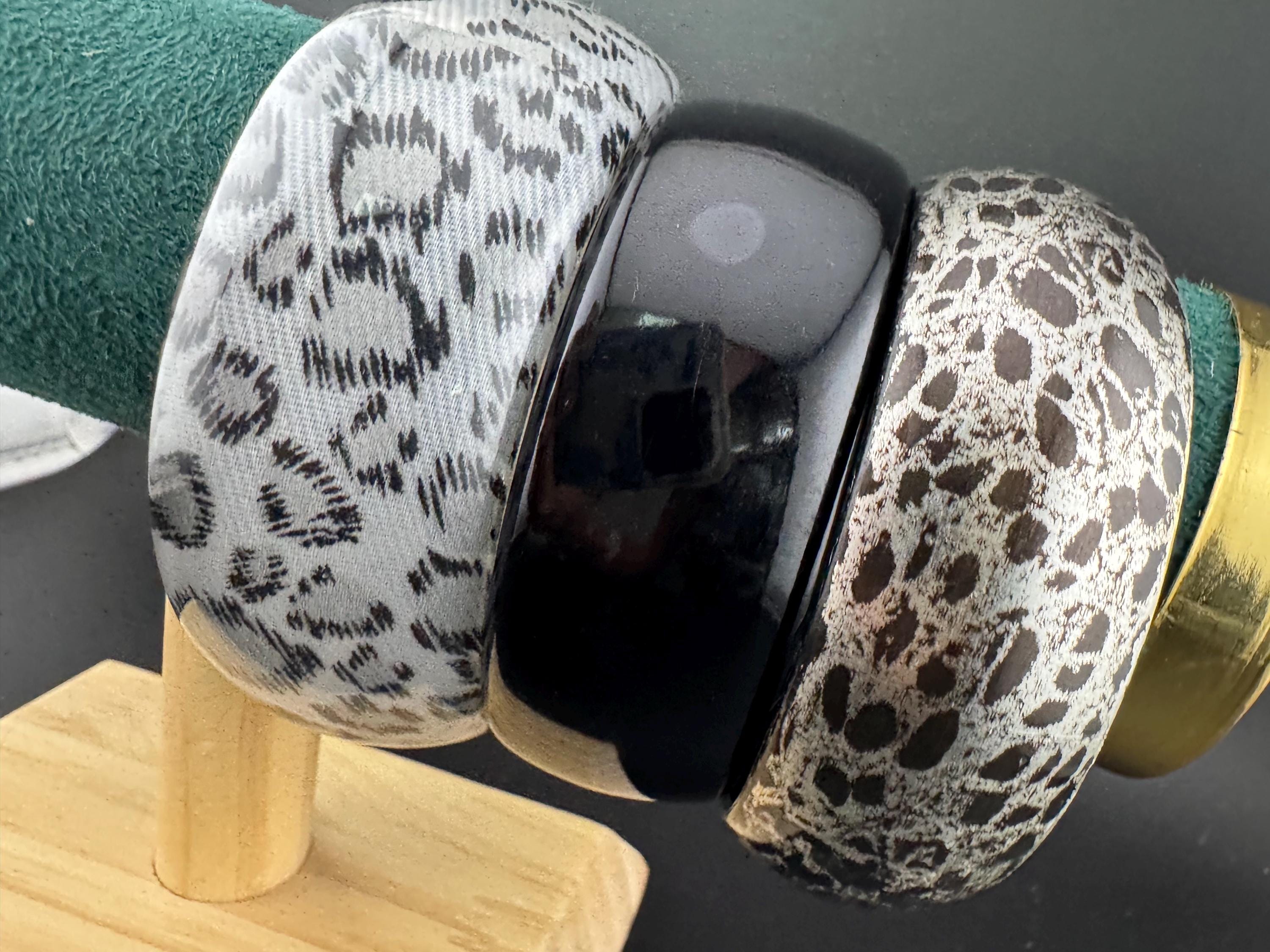 Vintage Leopard Print Stacking Bangles - Boho Festival Bracelets