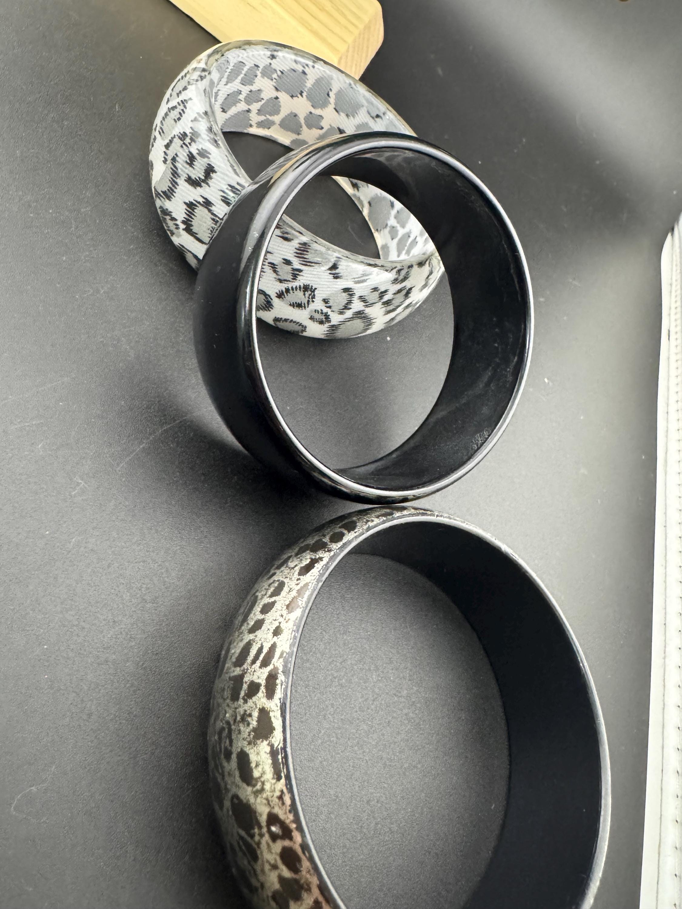 Vintage Leopard Print Stacking Bangles - Boho Festival Bracelets