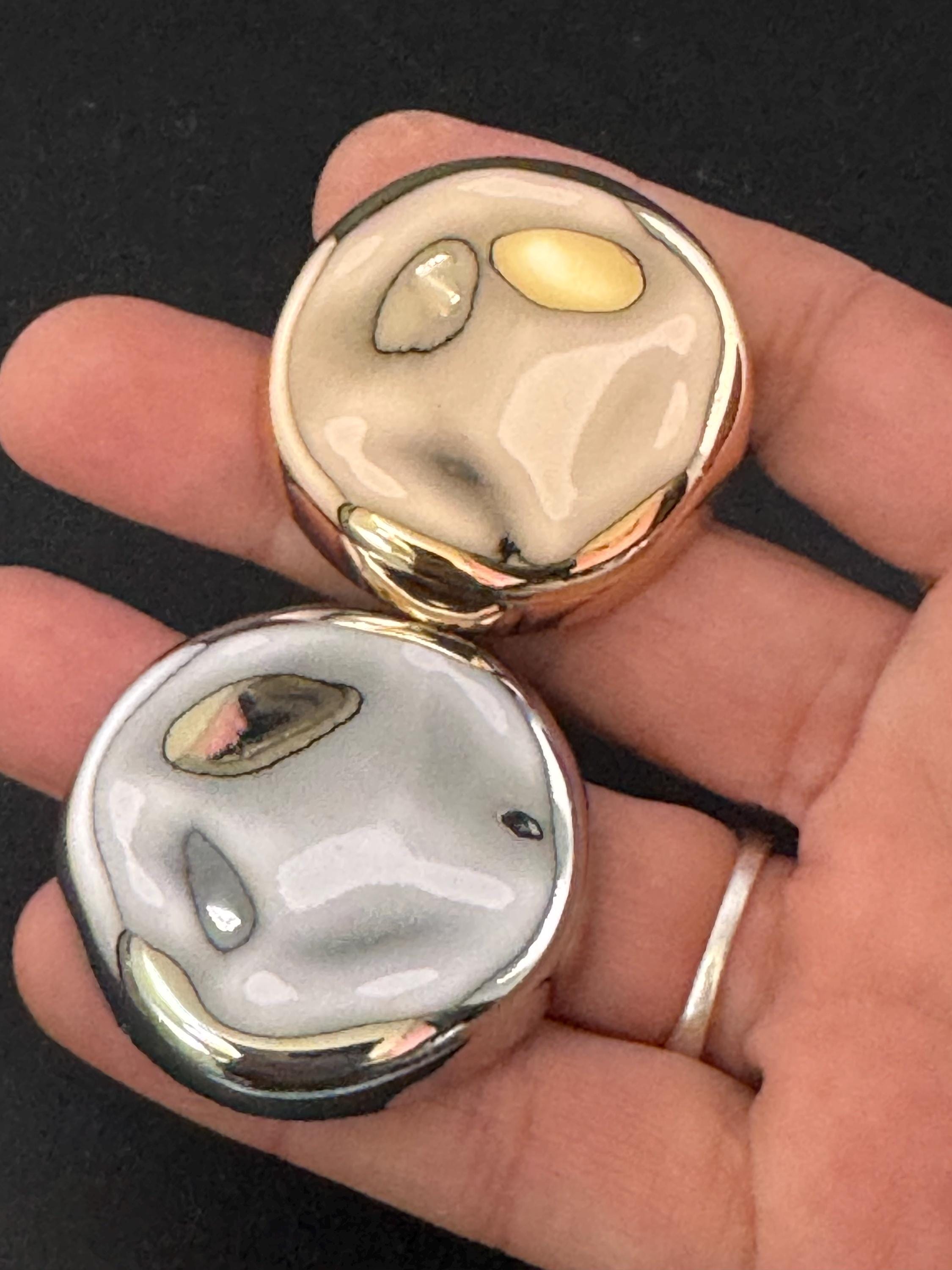 XL Silver Tone Coat Button: 42mm Metal Shank
